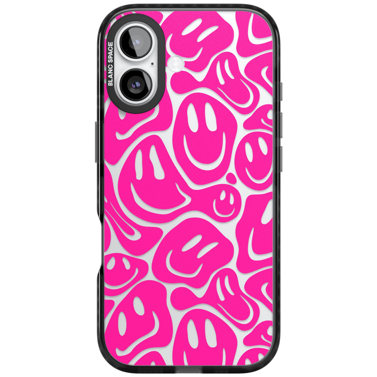 Pink Acid Faces iPhone 16 / iPhone 16 Plus / iPhone 17 Impact Black Phone Case front