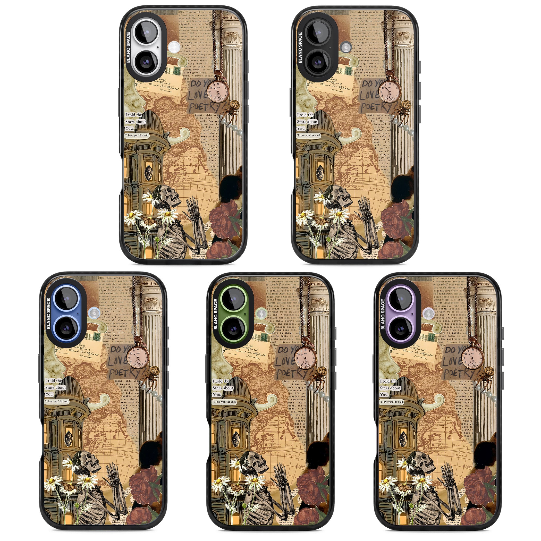 Skeleton Poetry iPhone 17 Impact Black Phone Case APT Impact Protection