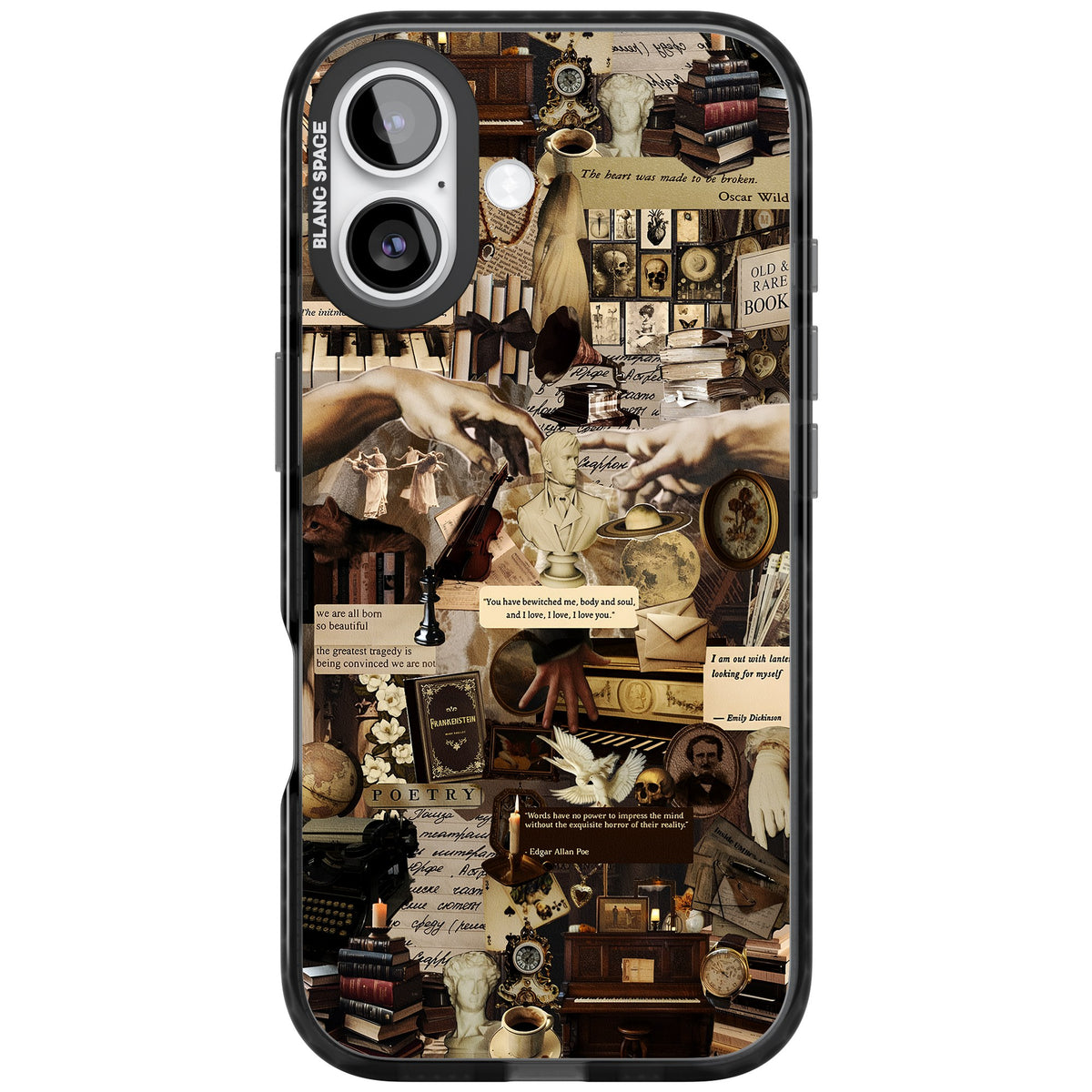Antique Collage iPhone 16 / iPhone 16 Plus / iPhone 17 Impact Black Phone Case front