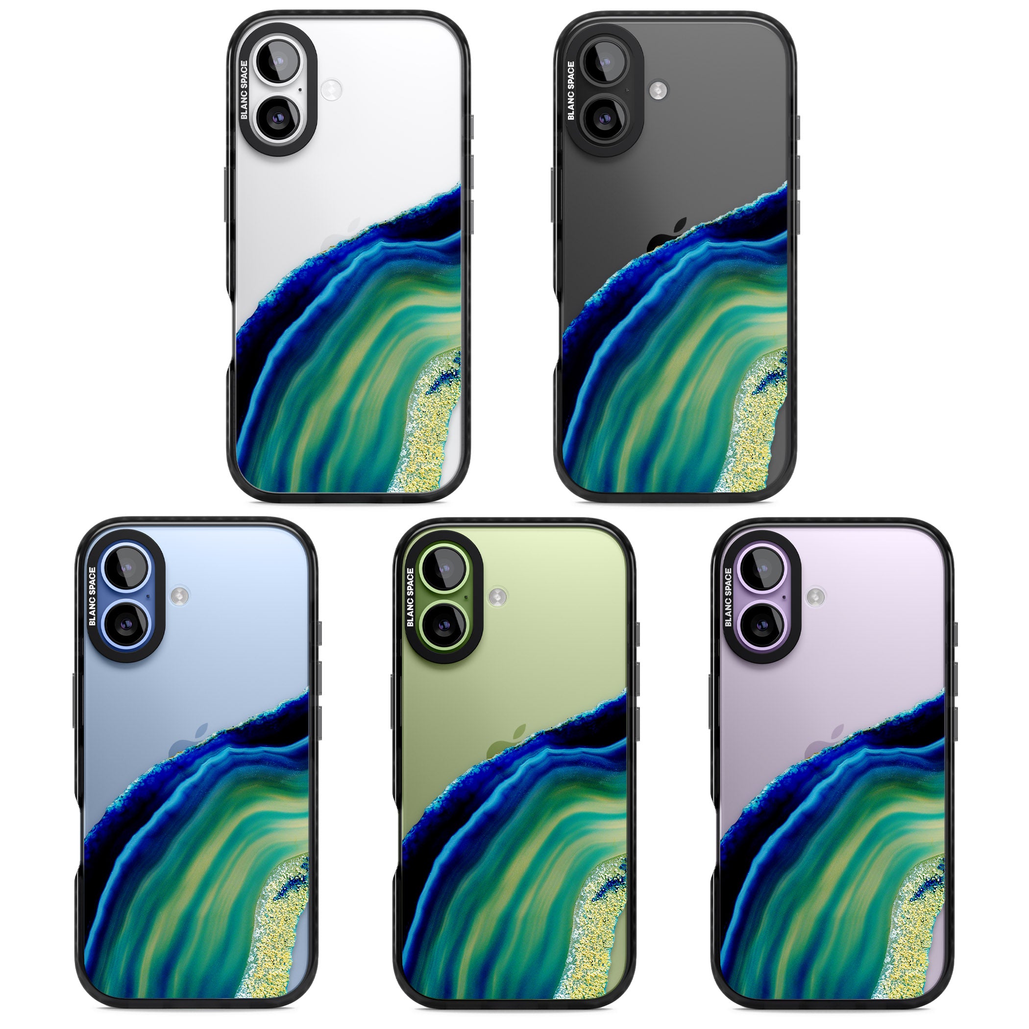 Green & Blue Emerald Geode iPhone 17 Impact Black Phone Case APT Impact Protection