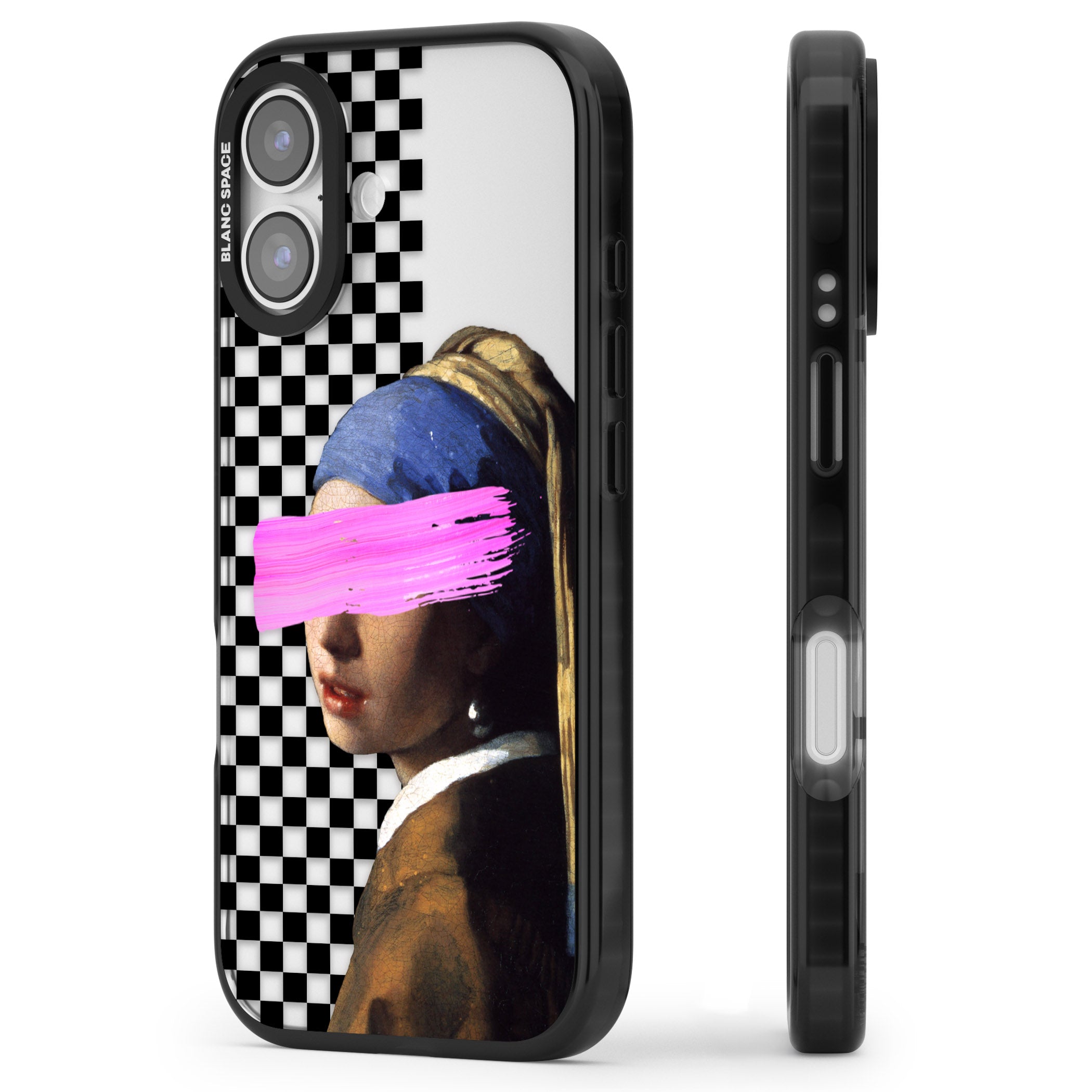 Abstract Pearl Girl iPhone 17 Impact Black Phone Case Side Profile
