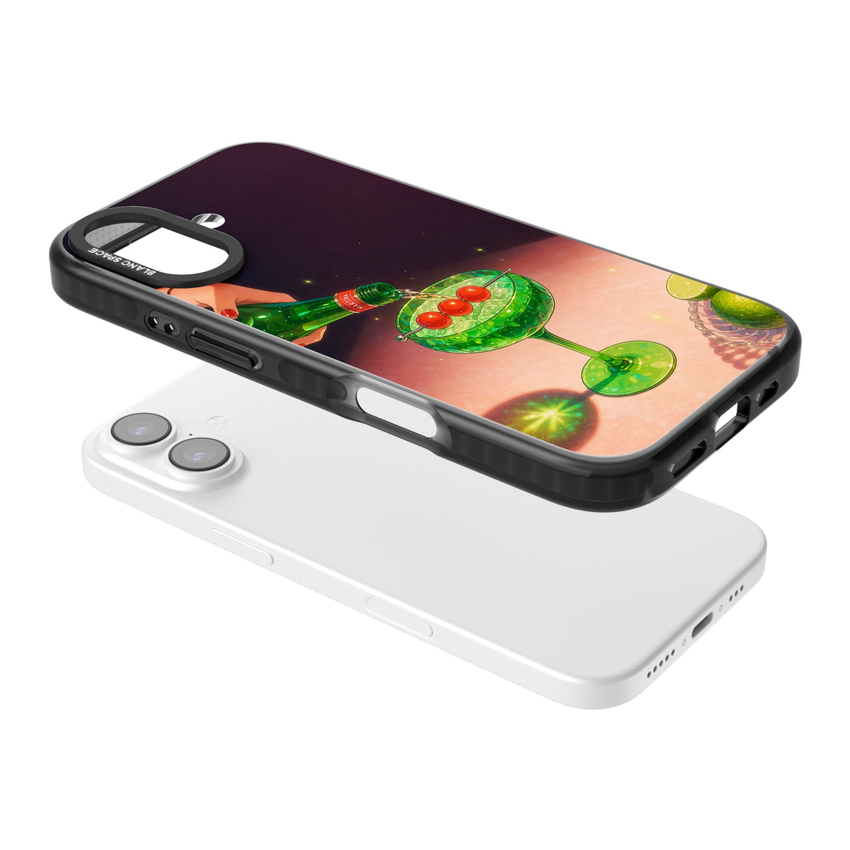 Absinthe Hour iPhone 16 / iPhone 16 Plus / iPhone 17 Impact Black Phone Case angled