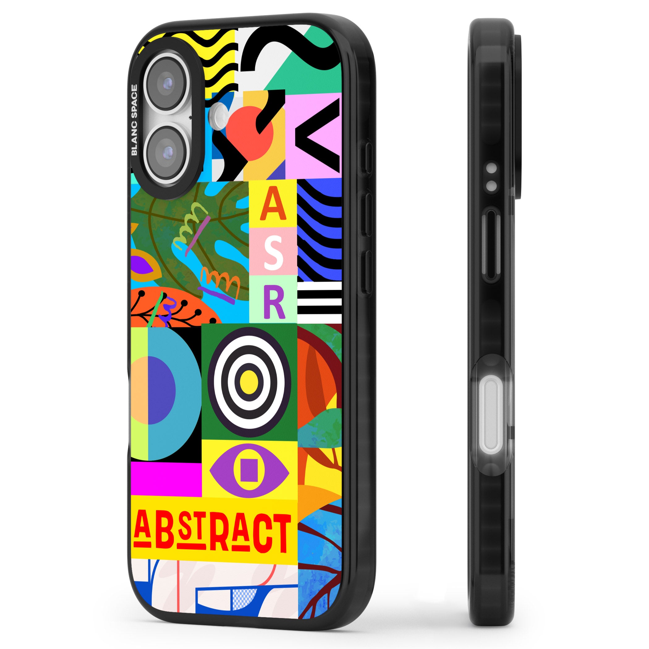 Abstract Pattern Patchwork iPhone 17 Impact Black Phone Case Side Profile