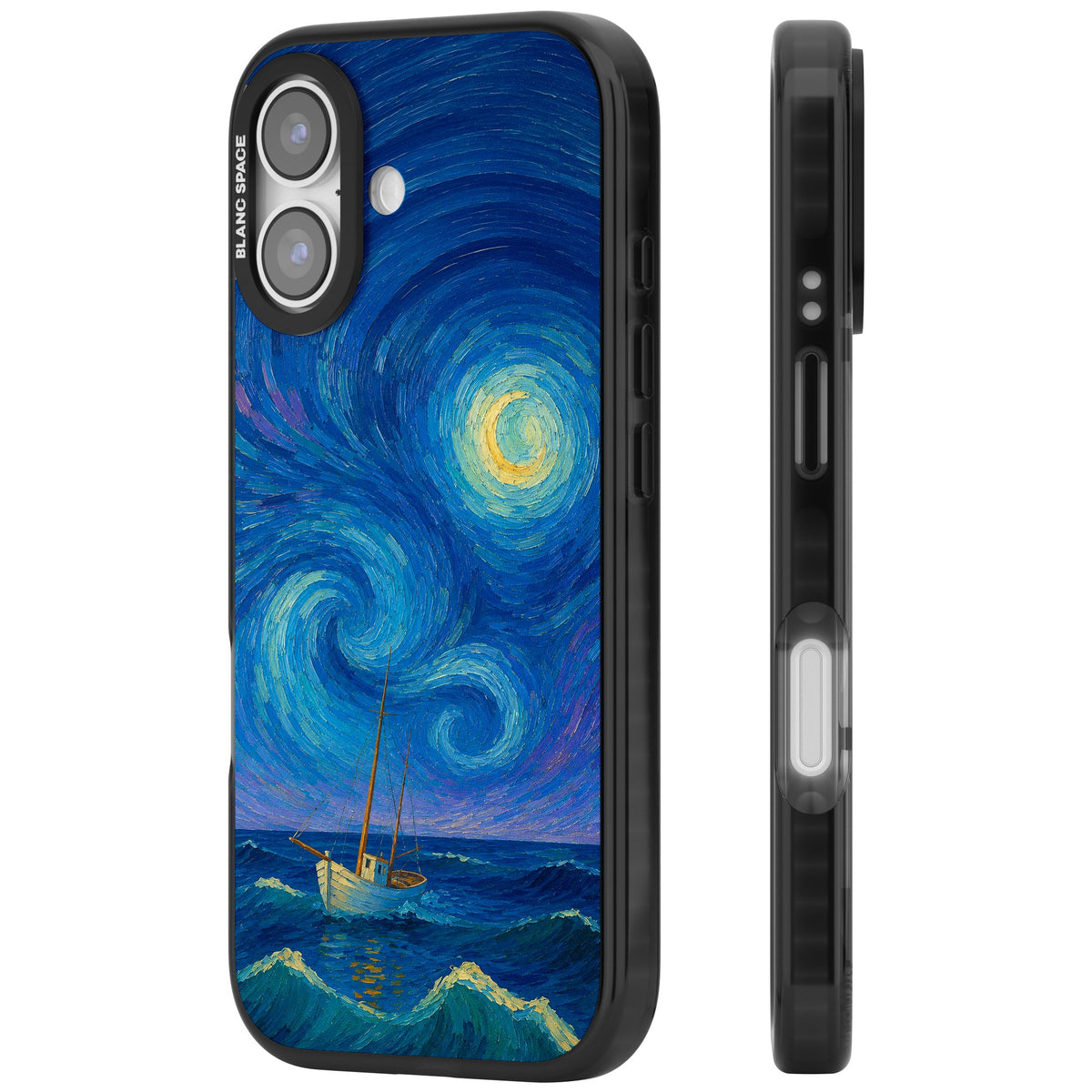 Moonlit Tide iPhone 16 / iPhone 16 Plus / iPhone 17 Impact Black Phone Case side