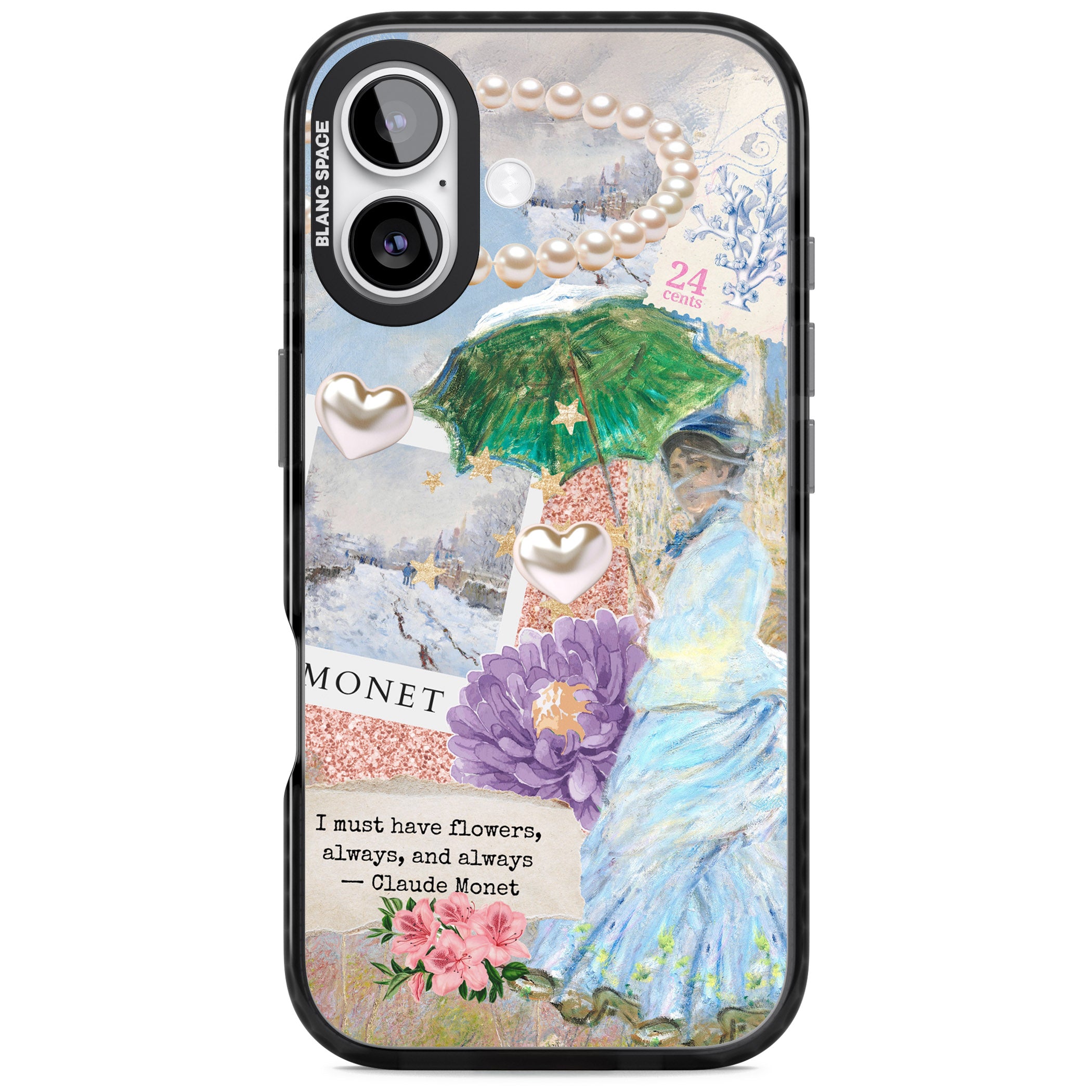 Monet 'Must Have Flowers' Collage iPhone 17 Impact Black Phone Case