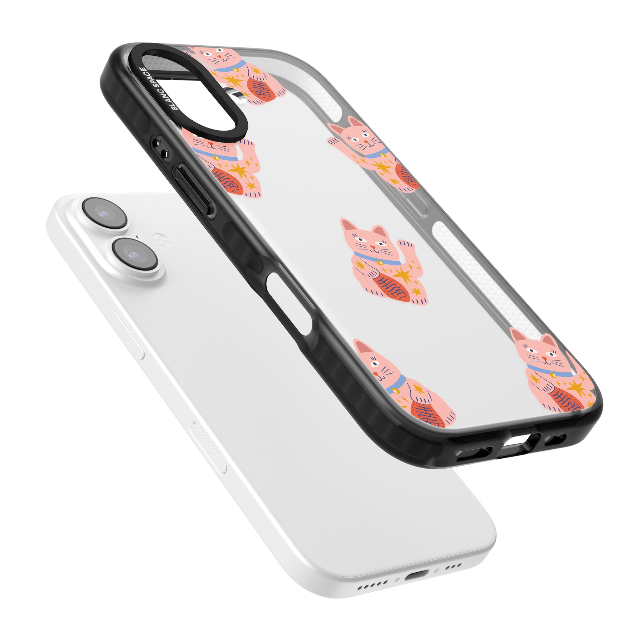 Waving Cat Pattern iPhone 17 Impact Black Phone Case Colours