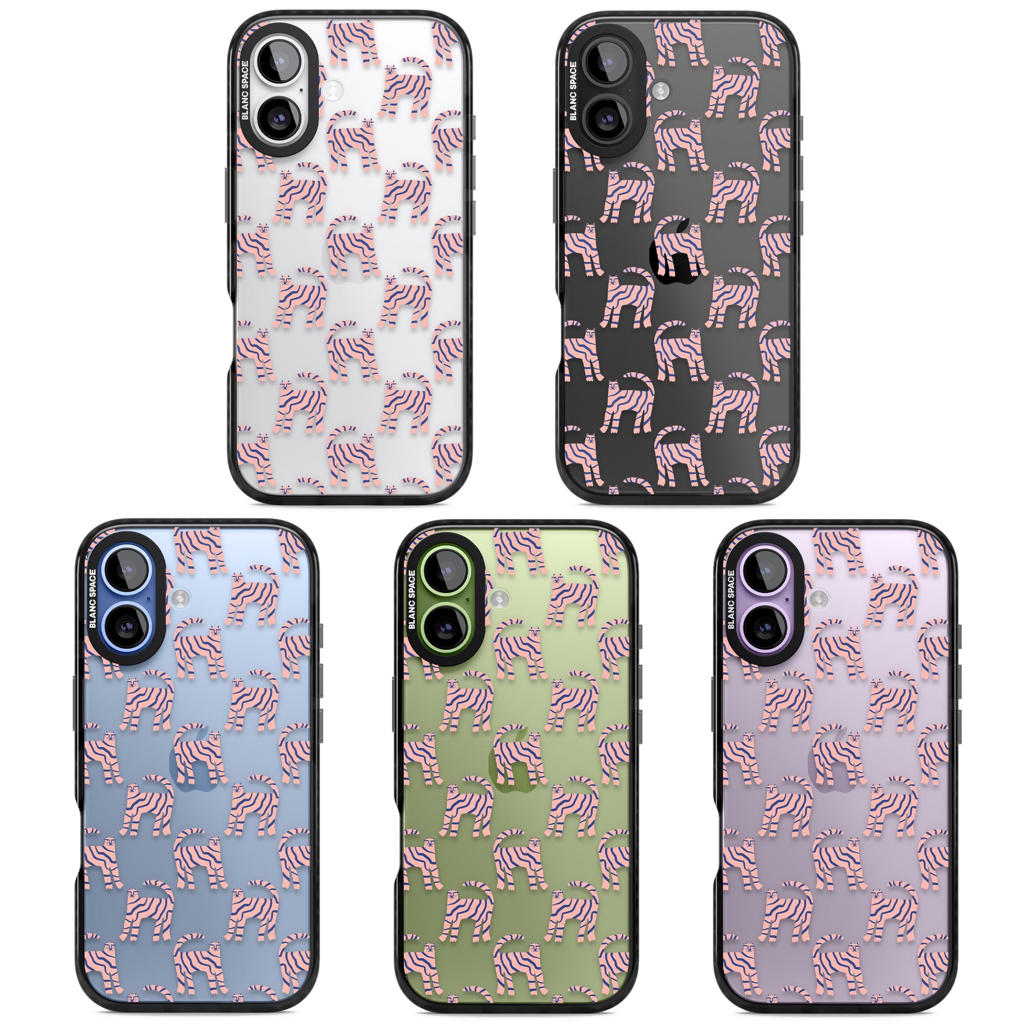 Pink And Blue Cat Pattern iPhone 17 Impact Black Phone Case APT Impact Protection