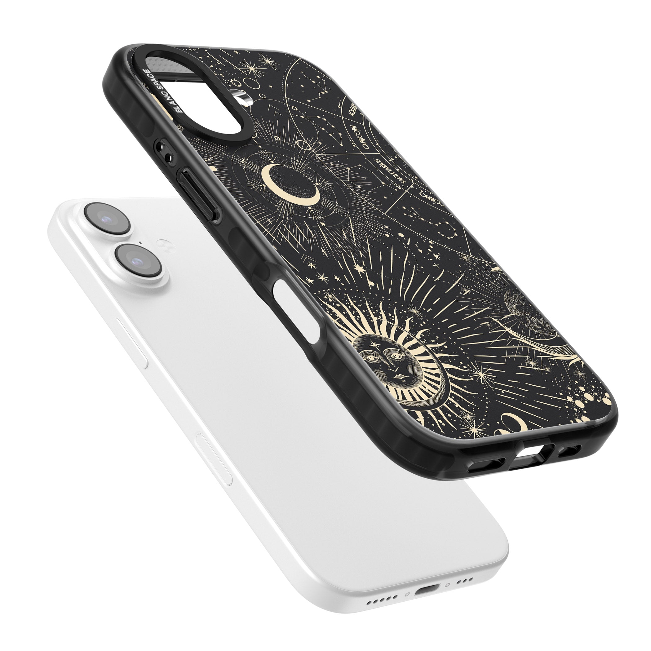 Cosmic Sun & Symbols Zodiac iPhone 17 Impact Black Phone Case Colours