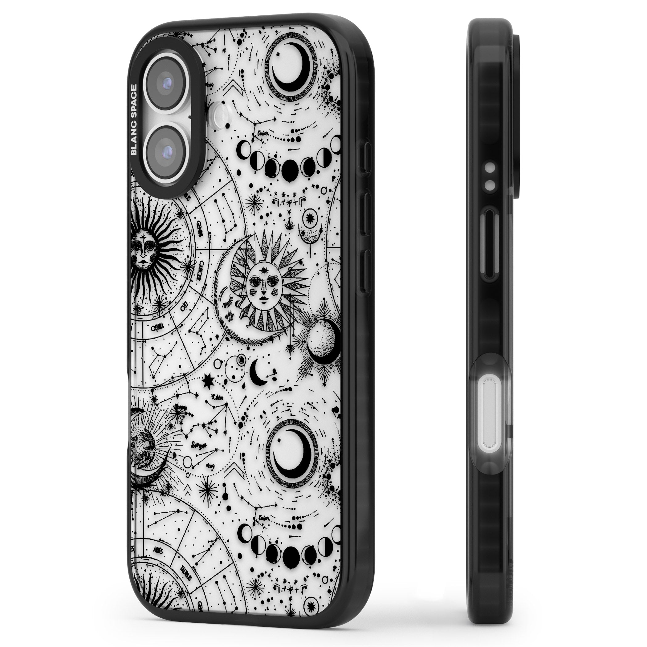 Celestial Zodiac iPhone 17 Impact Black Phone Case Side Profile