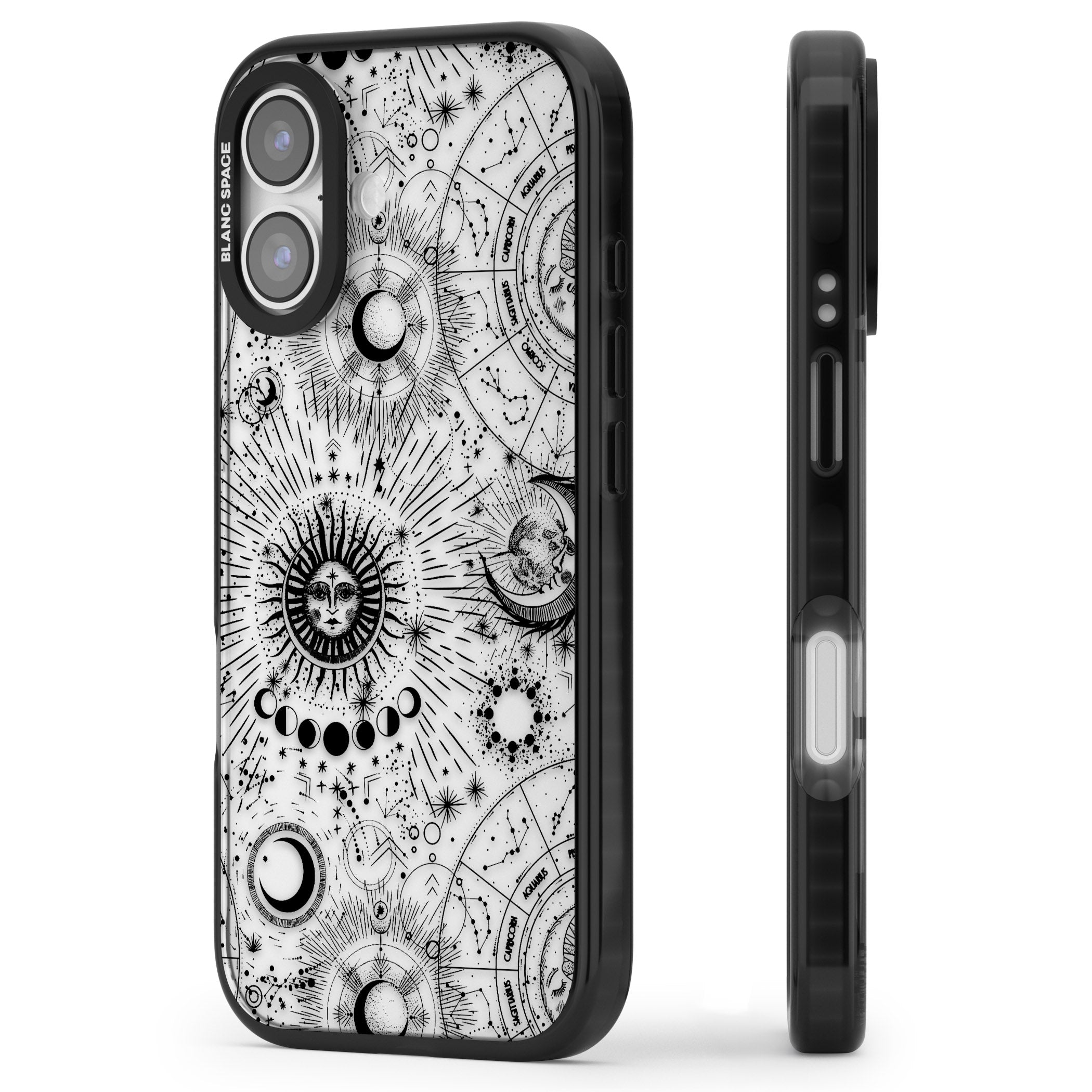 Suns & Zodiac Solar Chart iPhone 17 Impact Black Phone Case Side Profile