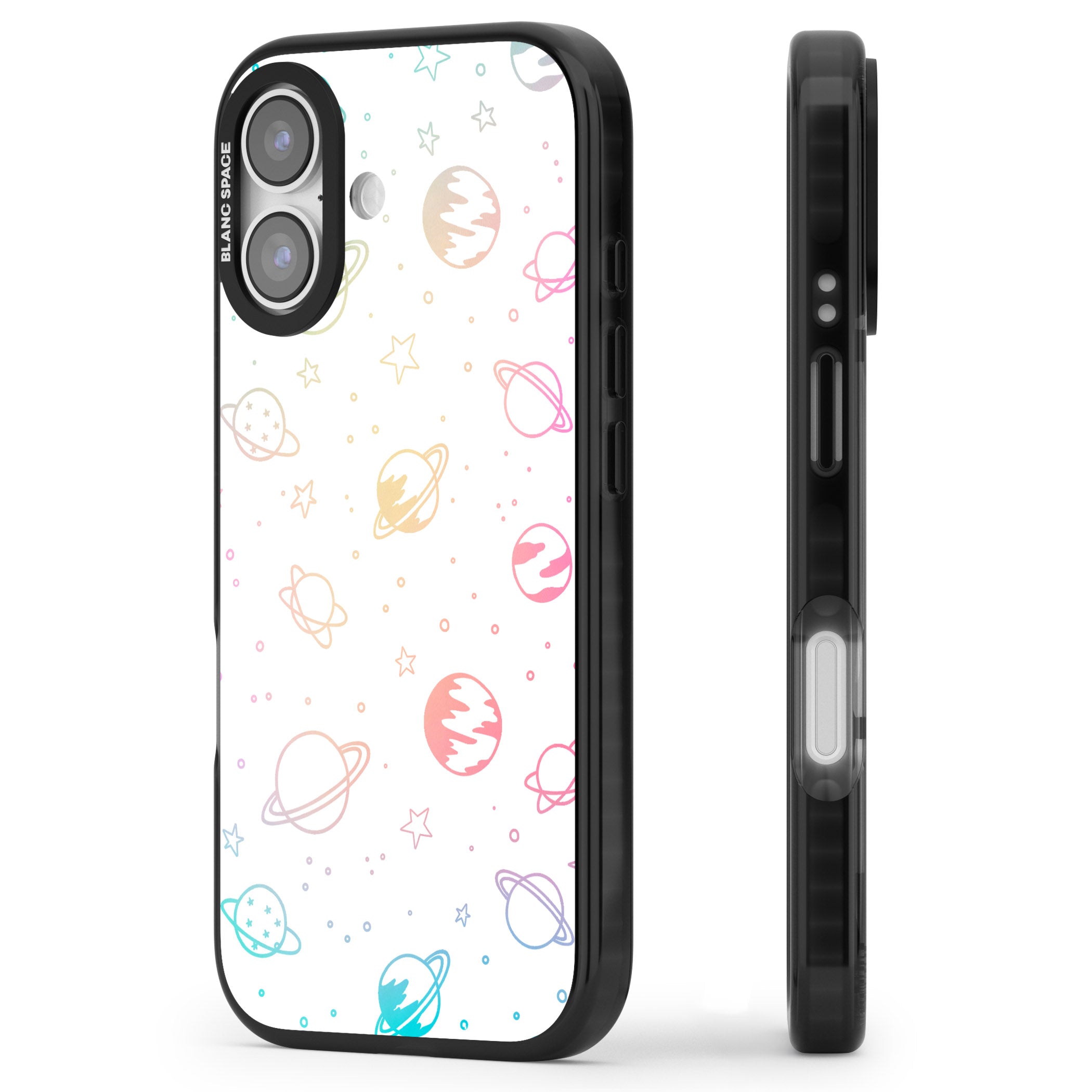 Pastel Cosmic Galaxy iPhone 17 Impact Black Phone Case Side Profile