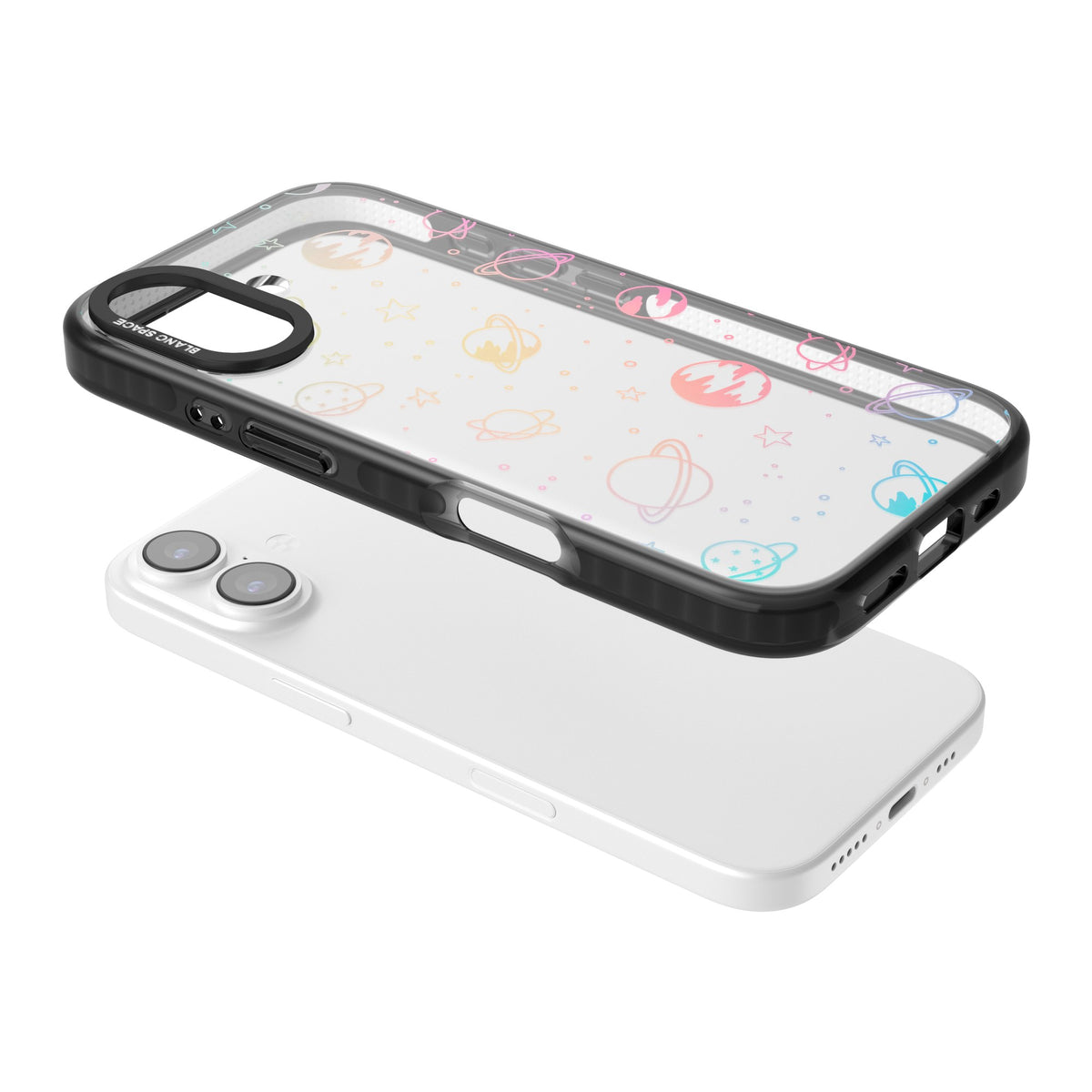 Pastel Cosmos iPhone 16 / iPhone 16 Plus / iPhone 17 Impact Black Phone Case angled