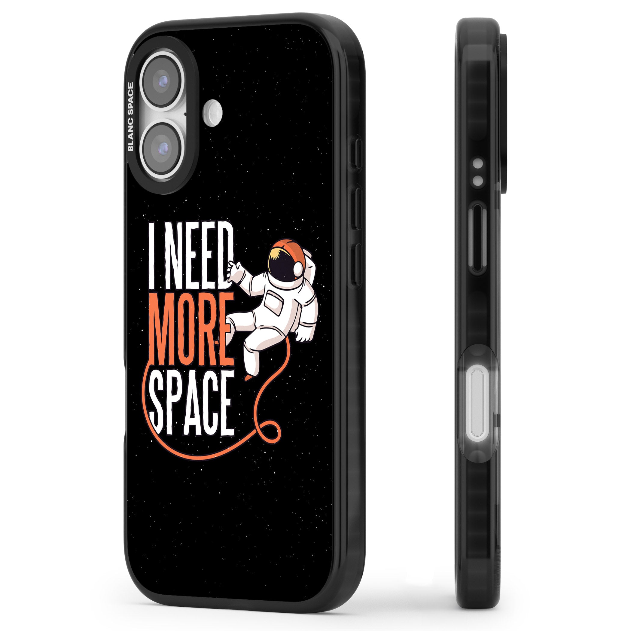 I Need More Space iPhone 17 Impact Black Phone Case Side Profile