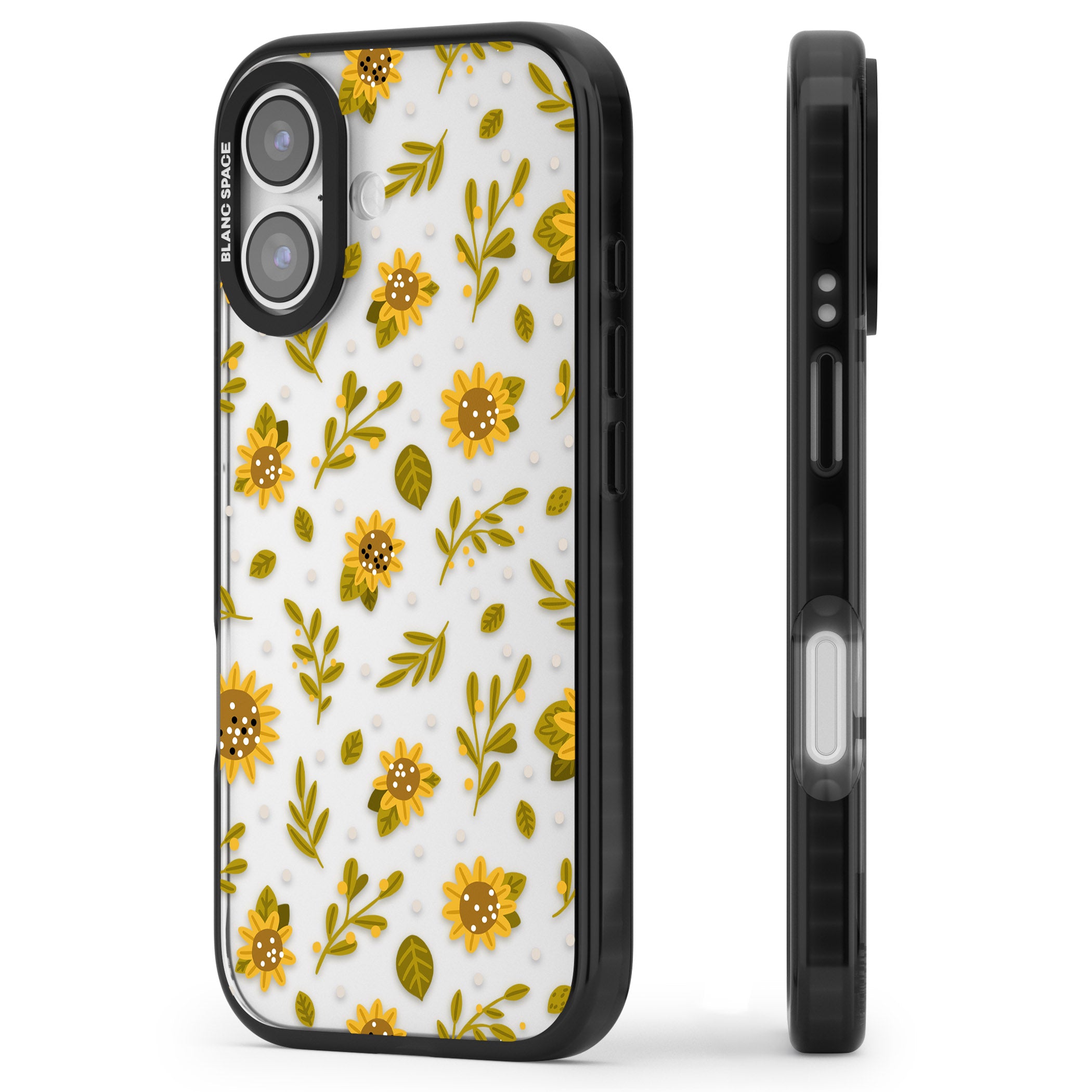 Bees & Sunflowers iPhone 17 Impact Black Phone Case Side Profile
