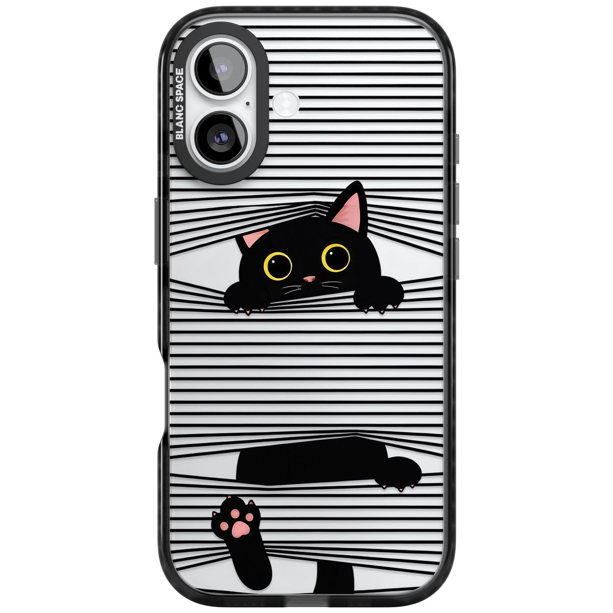 Peek-a-Boo Cat iPhone 16 / iPhone 16 Plus / iPhone 17 Impact Black Phone Case front