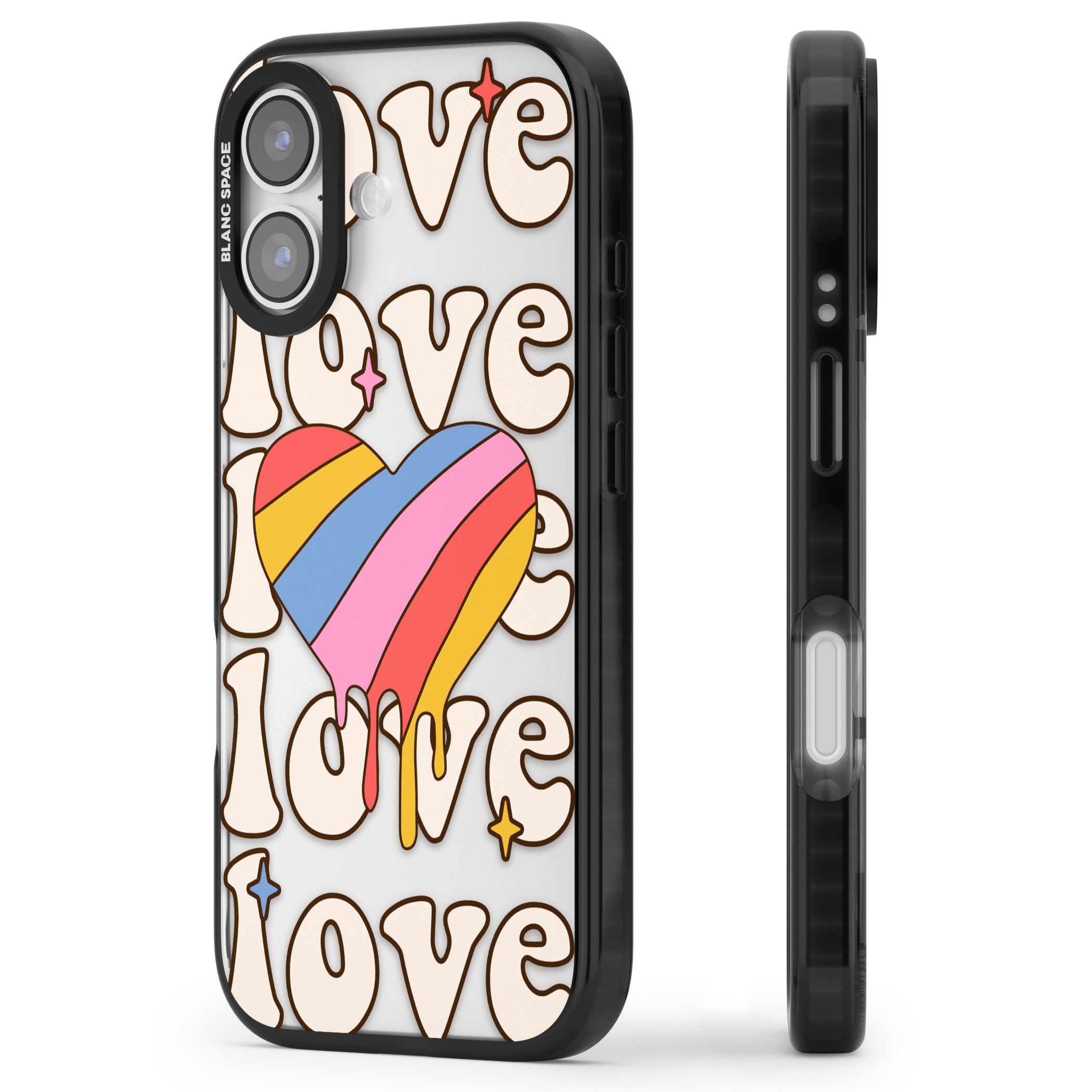 Groovy Love iPhone 17 Impact Black Phone Case Side Profile