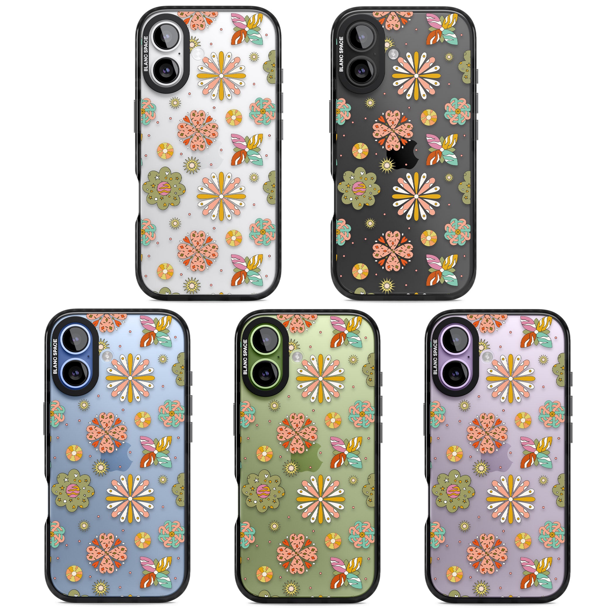 Boho Celestial Psychedelic Floral iPhone 17 Impact Black Phone Case APT Impact Protection