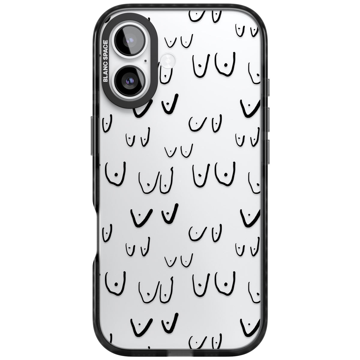 Boob Pattern (Black) iPhone 16 / iPhone 16 Plus / iPhone 17 Impact Black Phone Case front
