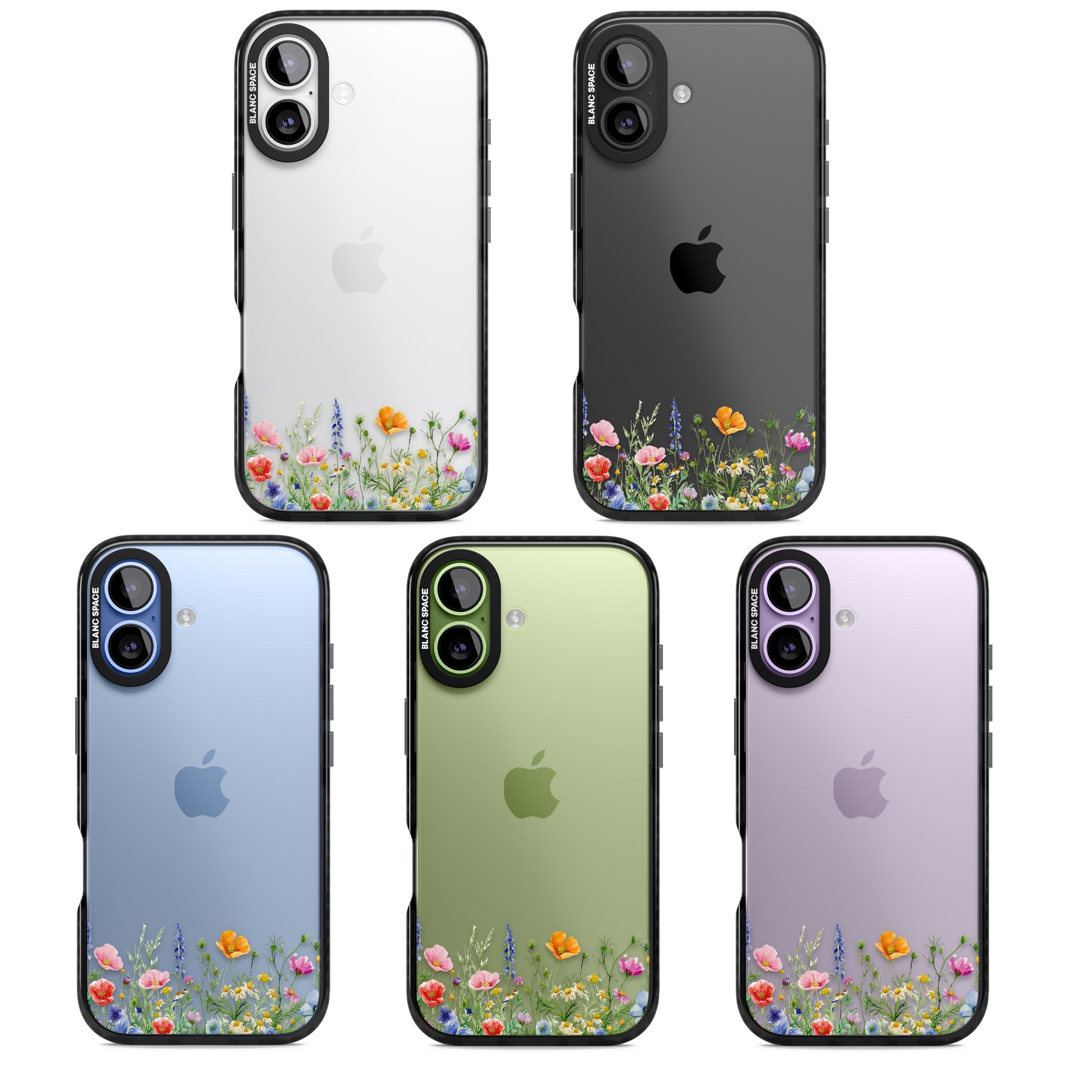 Minimal Wildflowers iPhone 17 Impact Black Phone Case APT Impact Protection