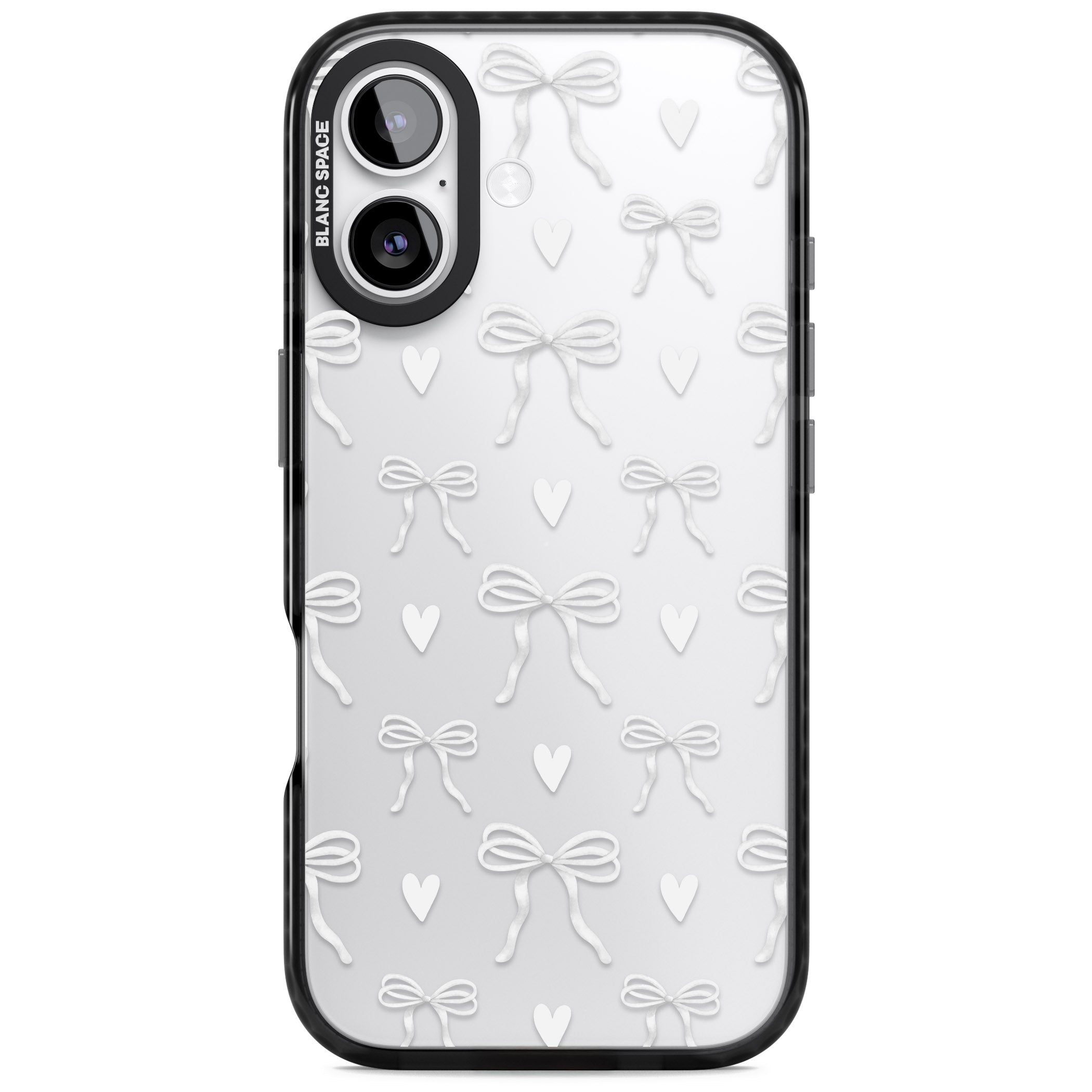 White Bows & Hearts iPhone 17 Impact Black Phone Case