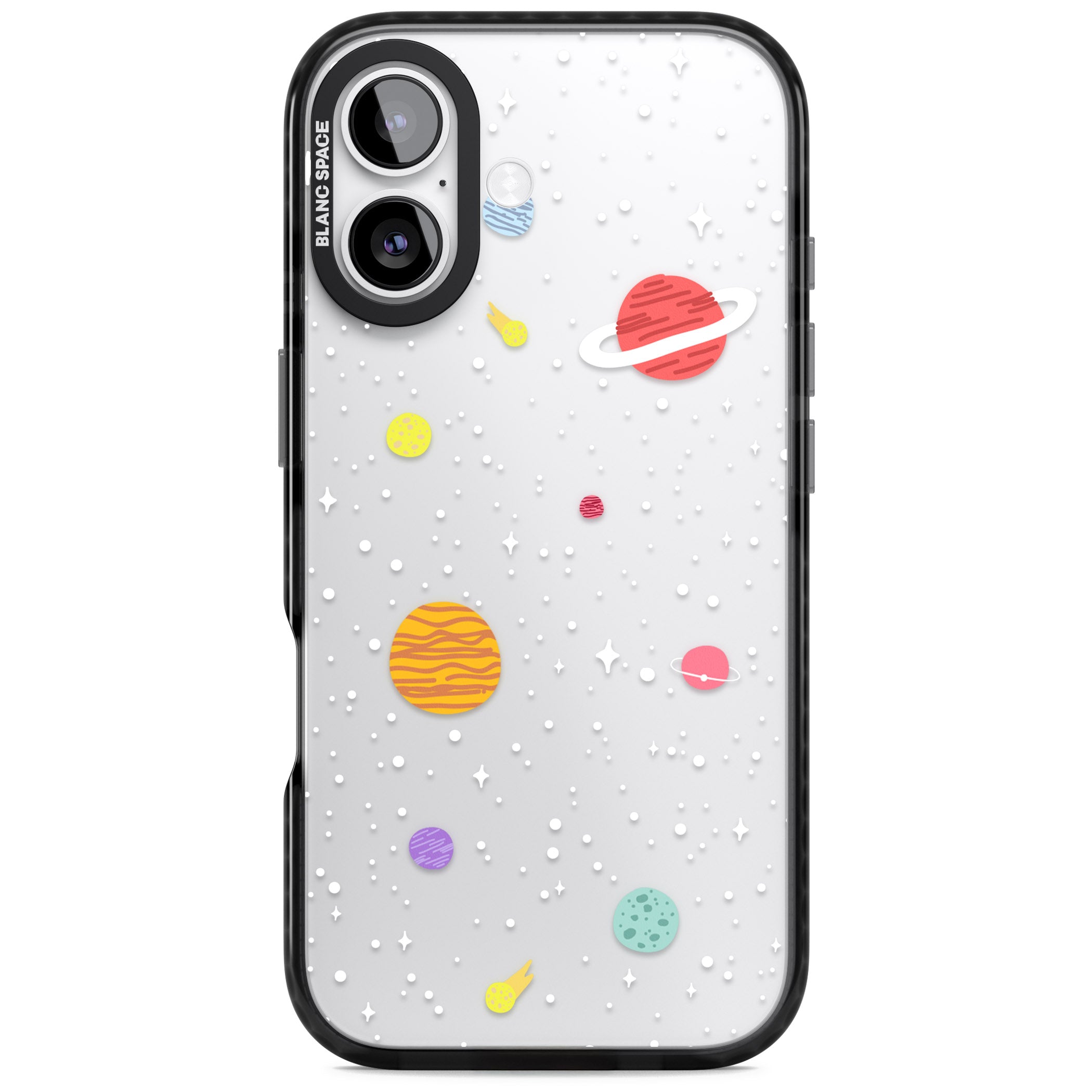 Cute Cartoon Planets (Clear) iPhone 17 Impact Black Phone Case