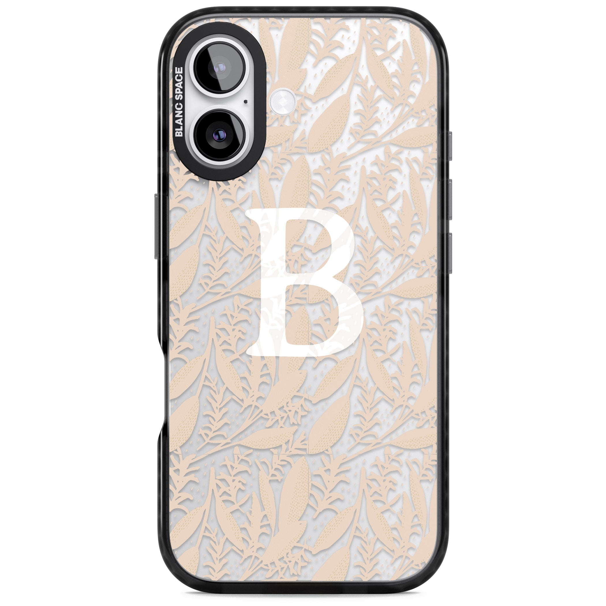 Personalised Monogram Subtle Abstract Floral iPhone 17 Impact Black Phone Case
