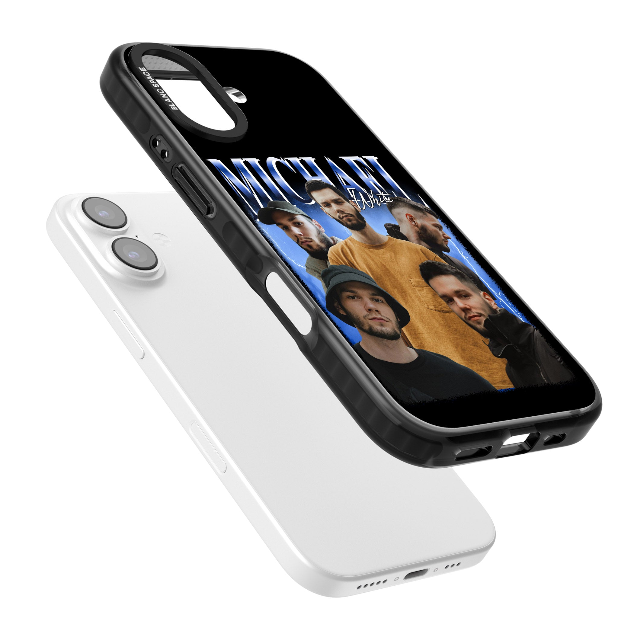 Personalised Airbrush Name & Photo Collage (Blue) iPhone 17 Impact Black Phone Case Colours