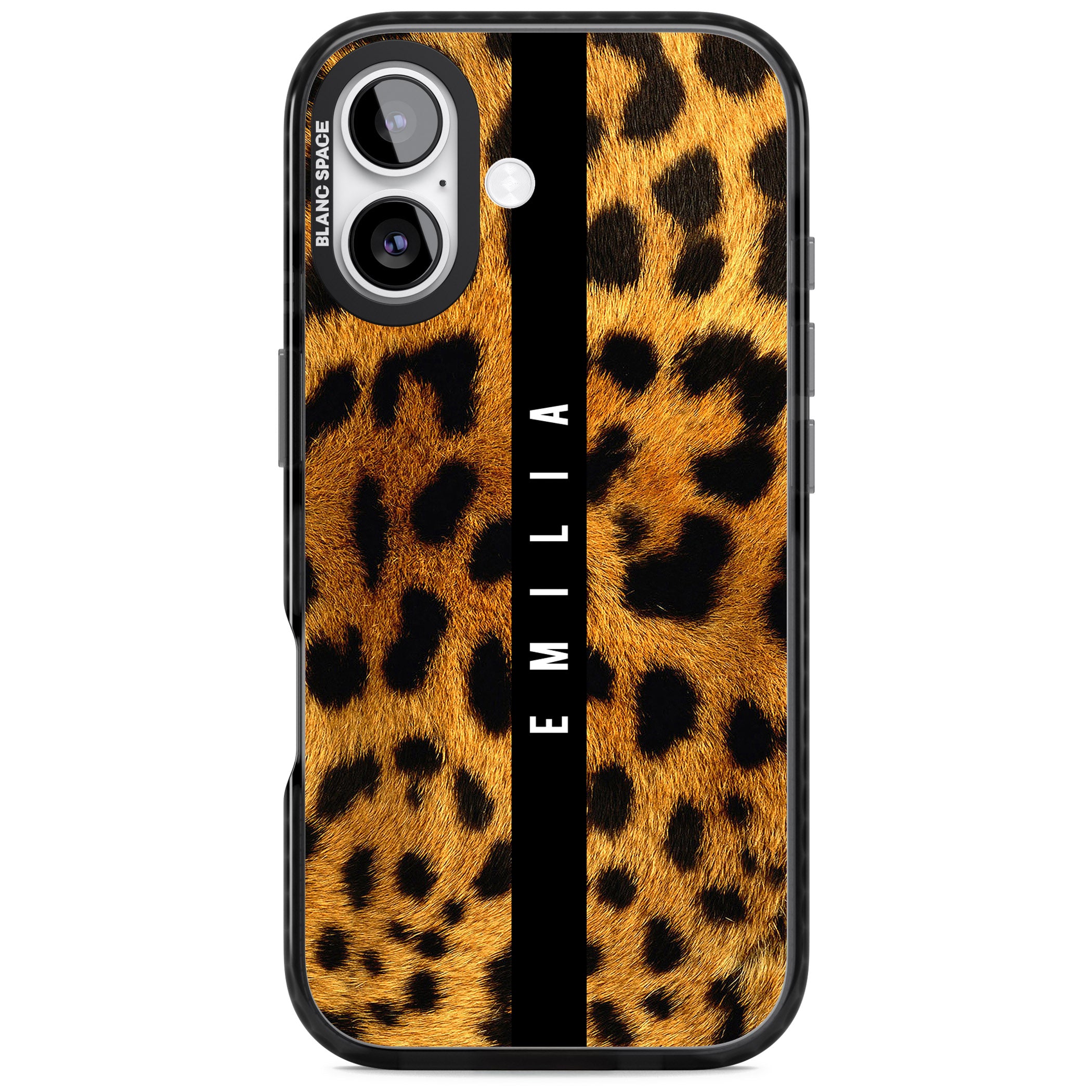 Personalised Leopard Print iPhone 17 Impact Black Phone Case