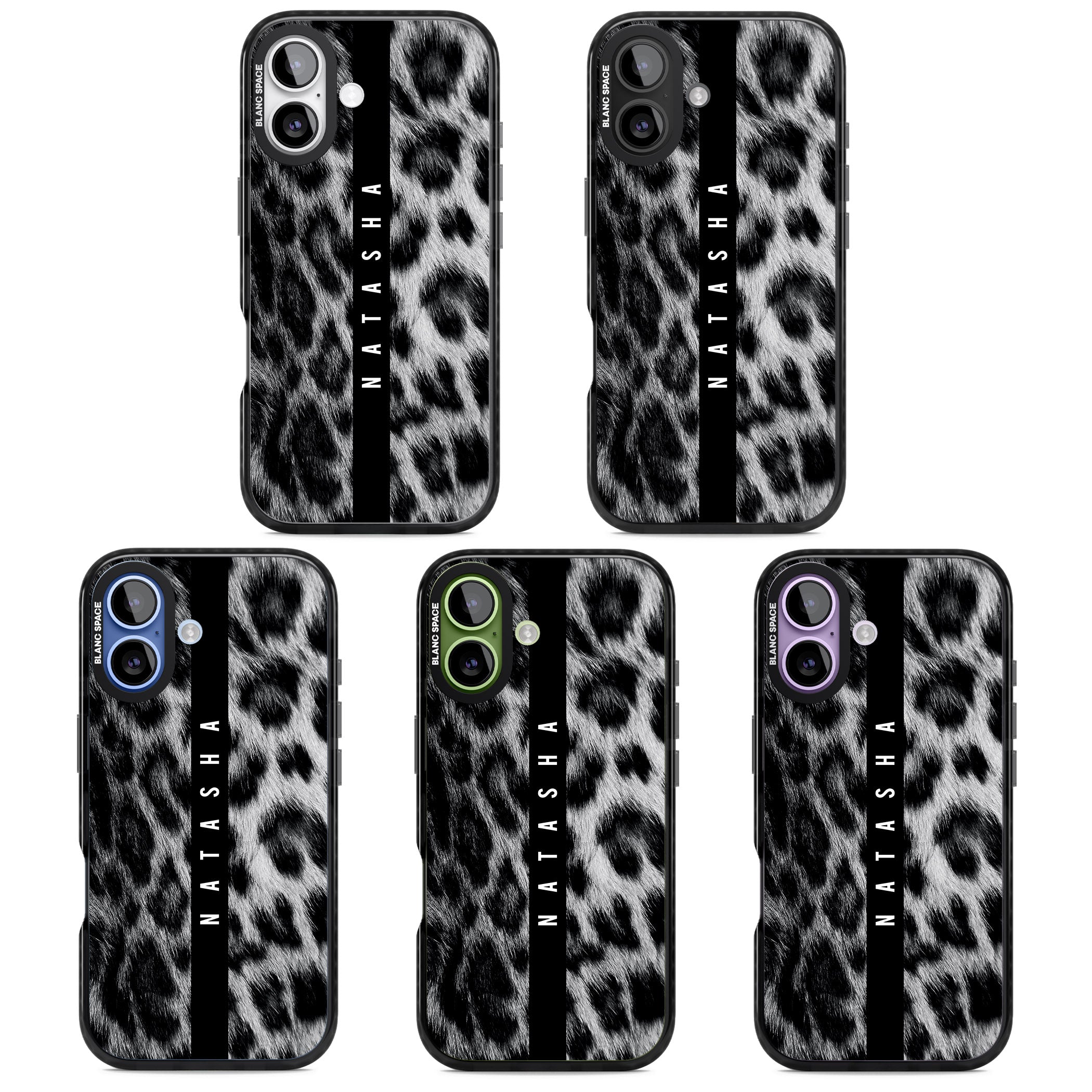 Personalised Snow Leopard Print iPhone 17 Impact Black Phone Case APT Impact Protection