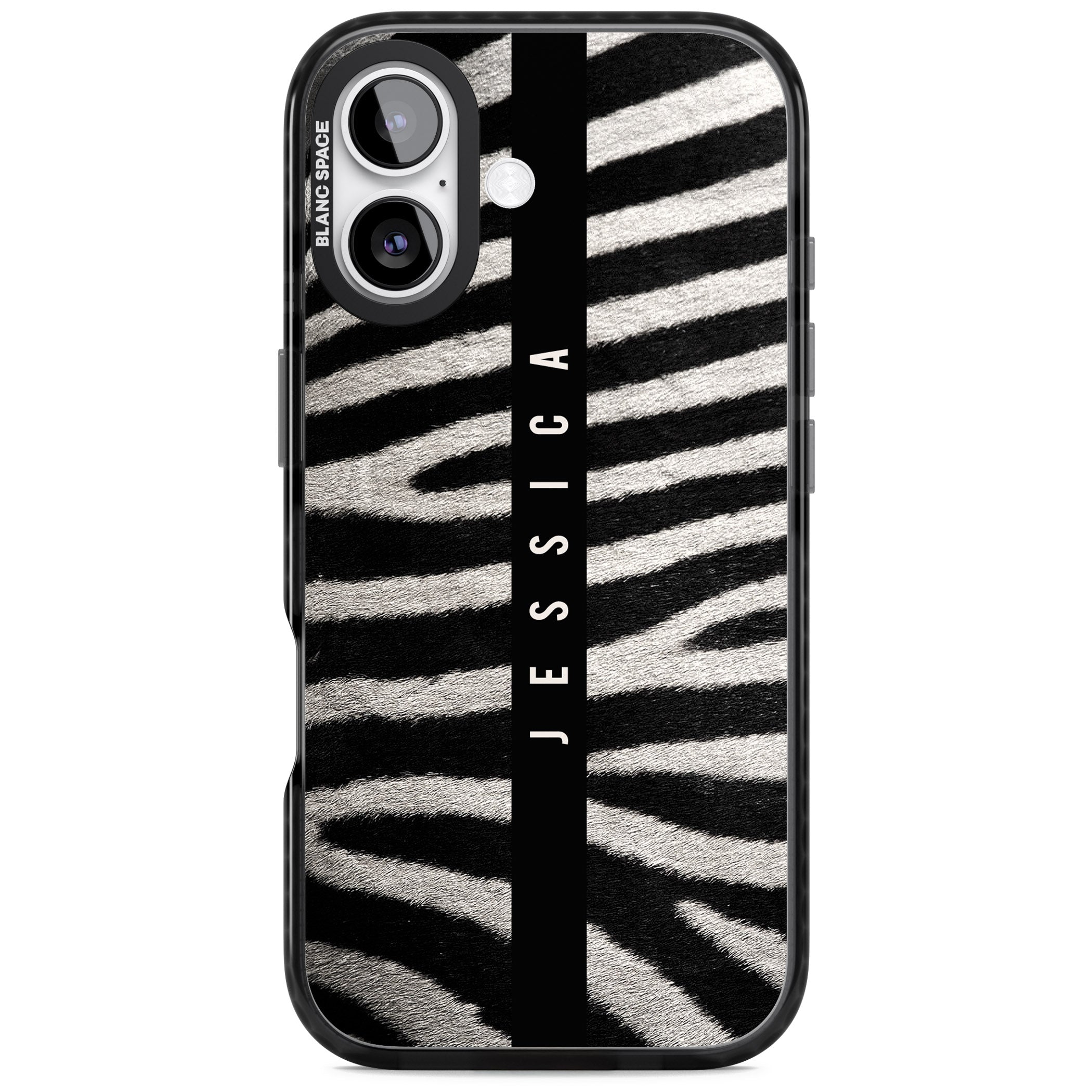 Personalised Zebra Print iPhone 17 Impact Black Phone Case