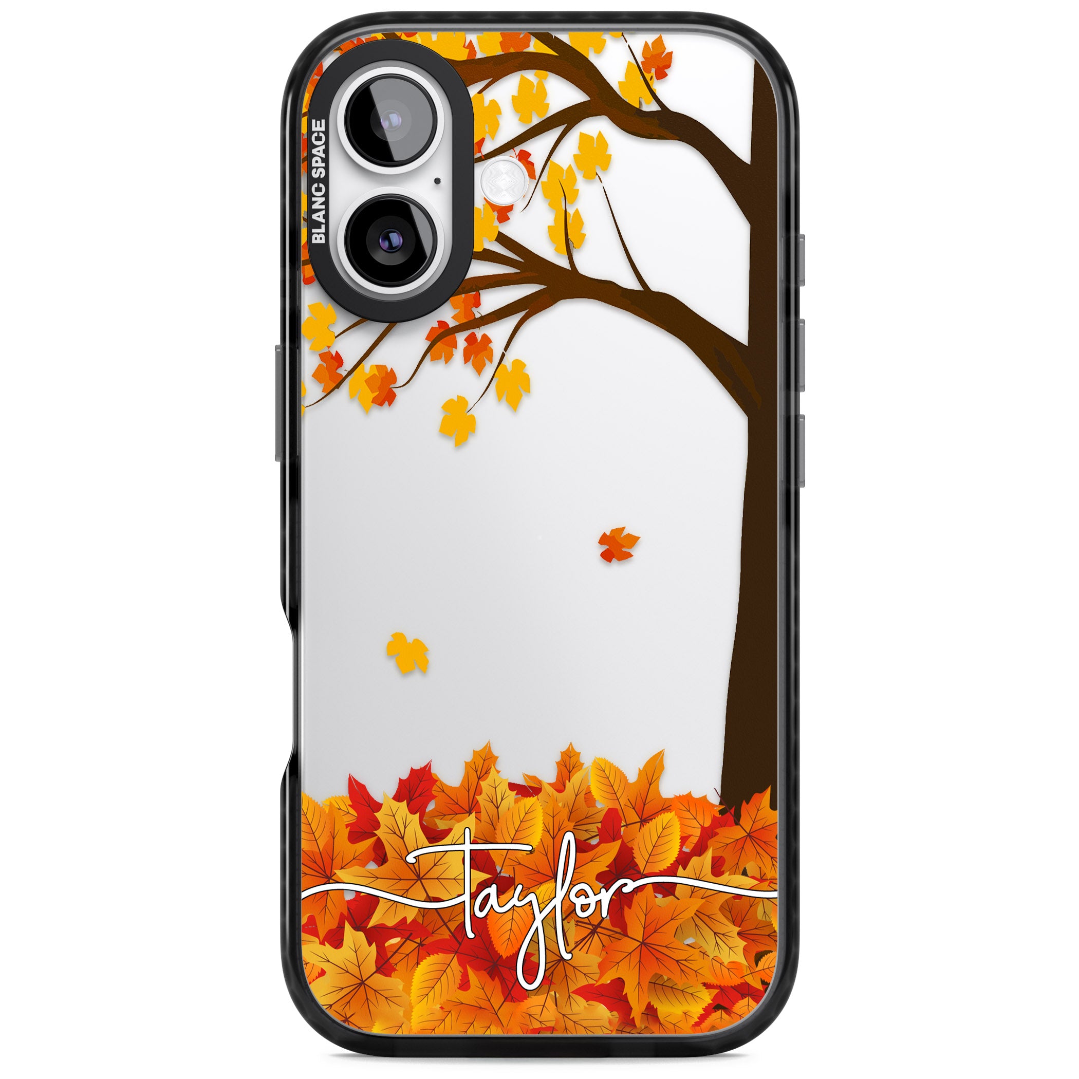 Personalised Autumn Leaves iPhone 17 Impact Black Phone Case