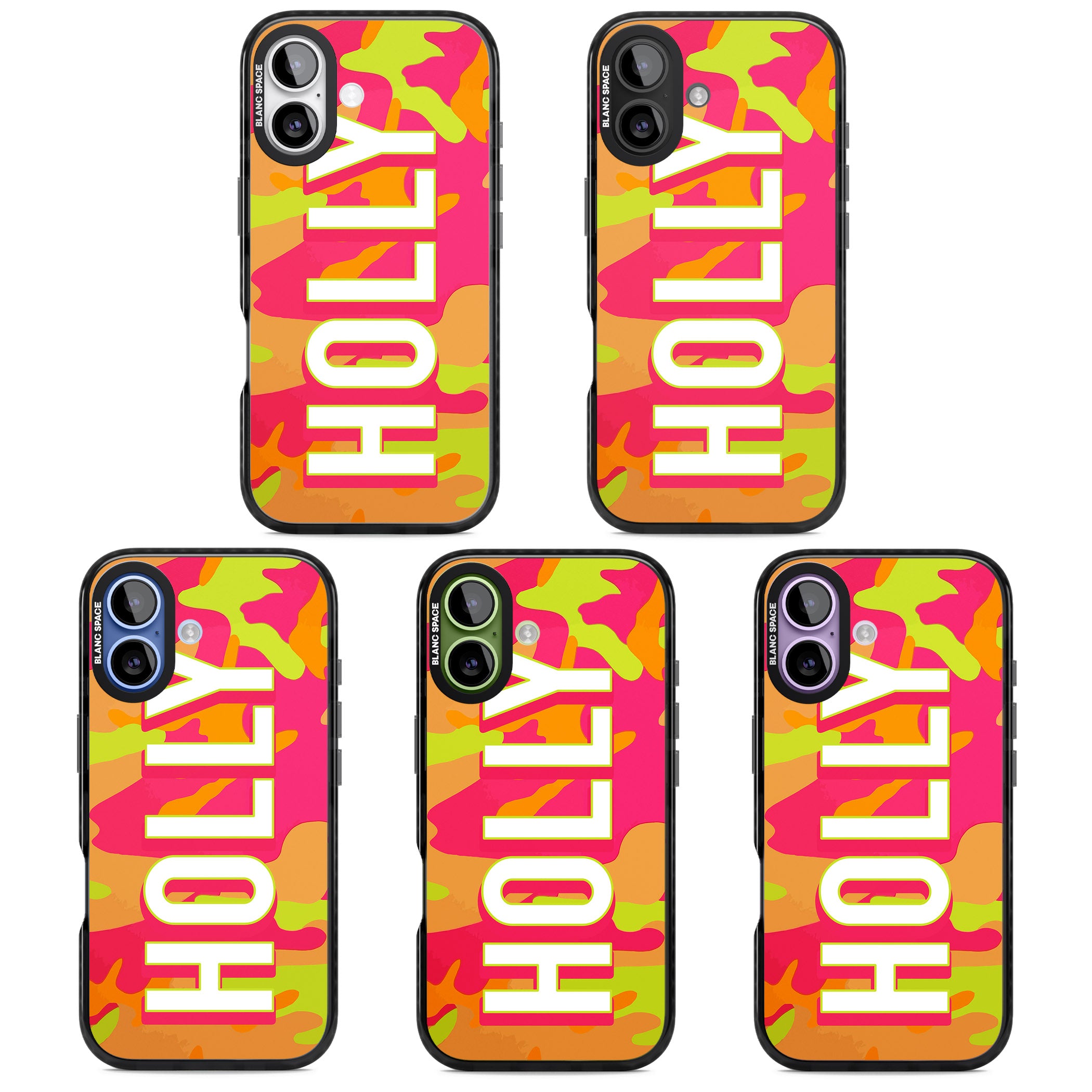 Personalised Bold Neon Camo iPhone 17 Impact Black Phone Case APT Impact Protection