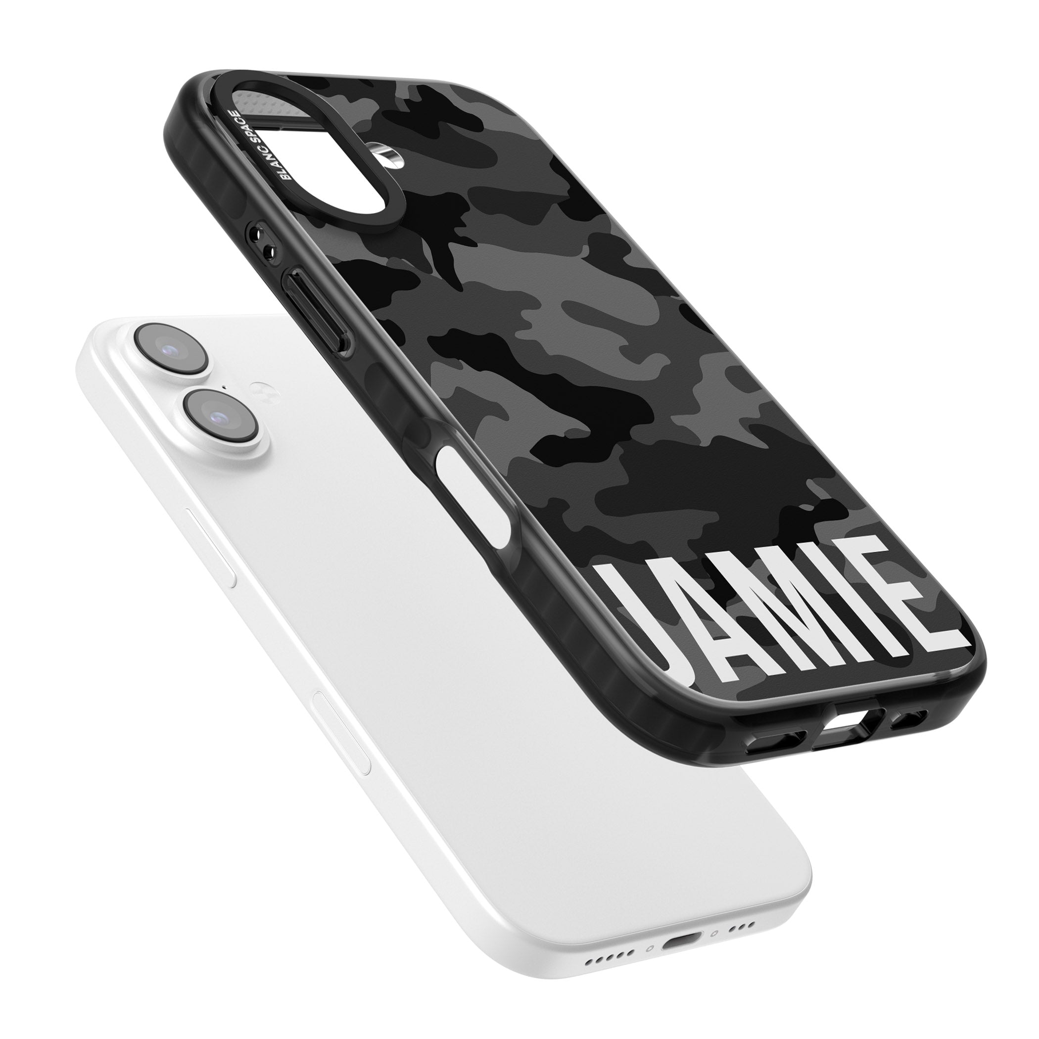 Personalised Black Camo Name Horizontal iPhone 17 Impact Black Phone Case Colours