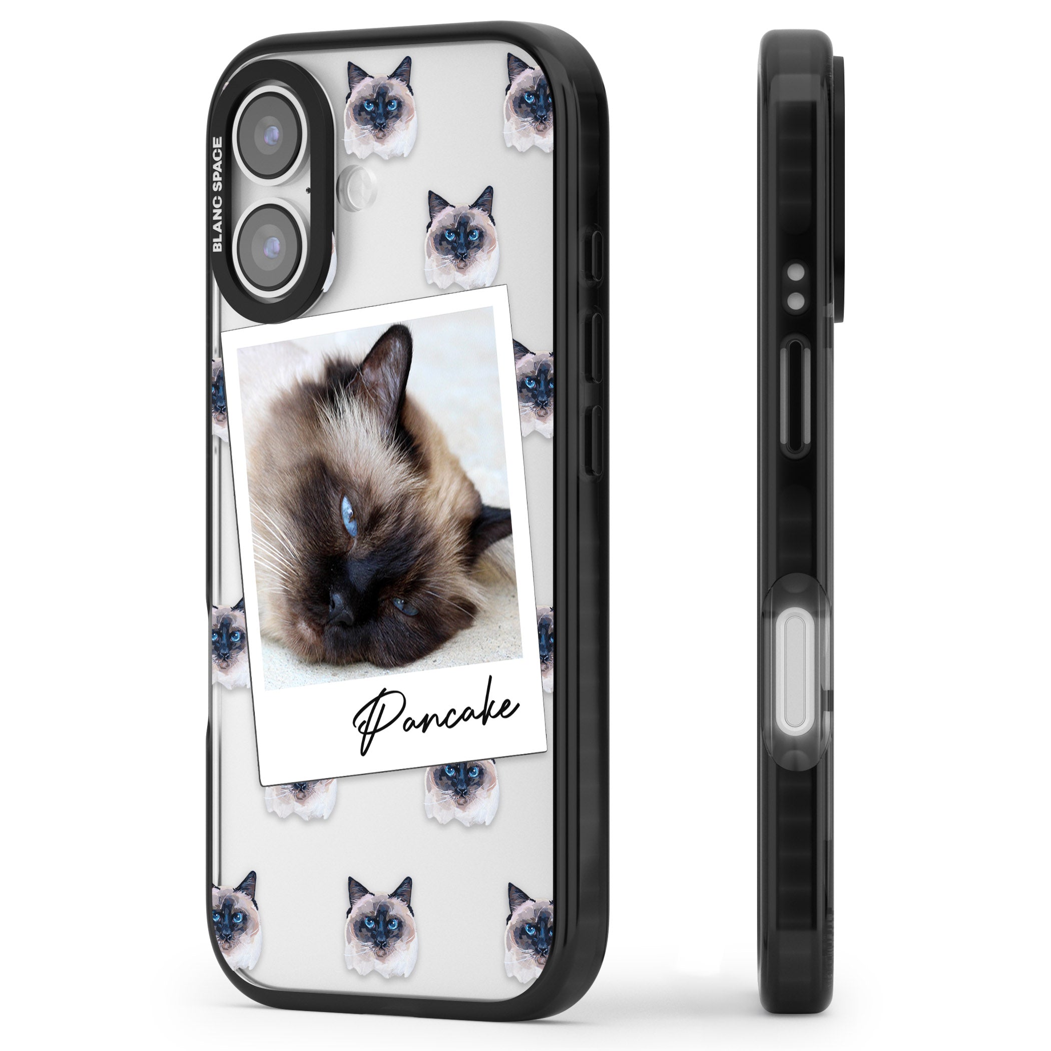 Personalised Burmese Cat Photo iPhone 17 Impact Black Phone Case Side Profile