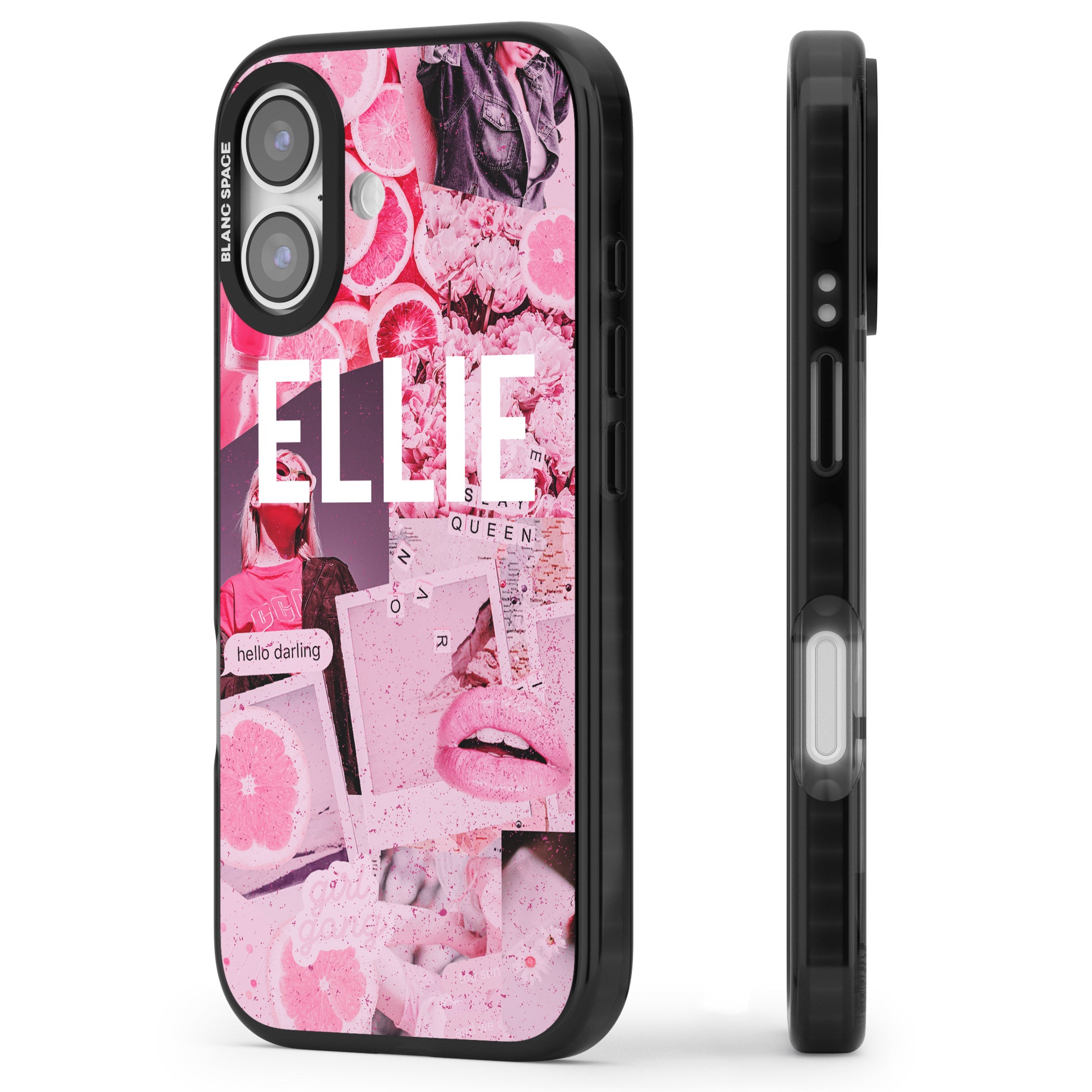 Personalised Sweet Pink Collage iPhone 17 Impact Black Phone Case Side Profile