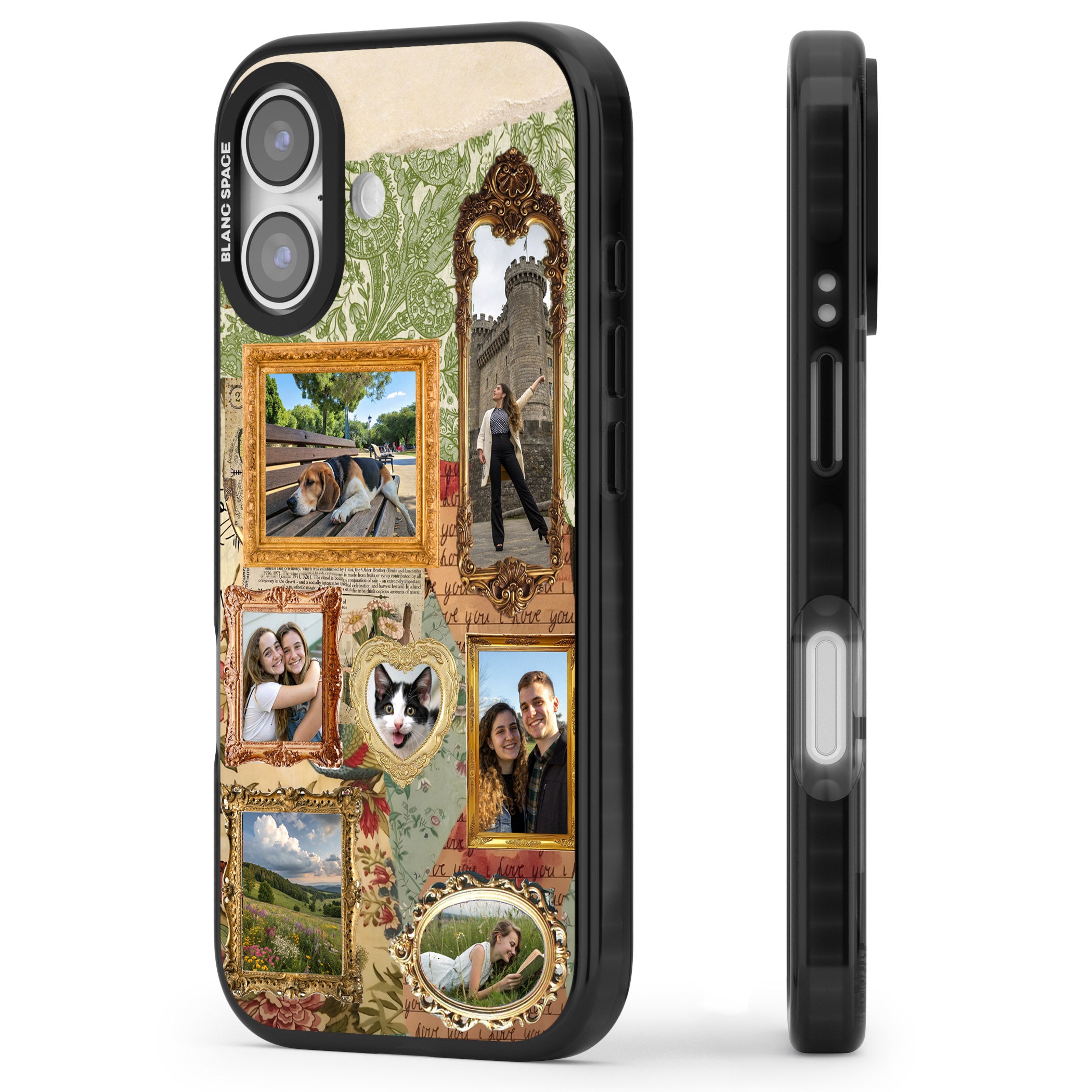 Personalised Vintage Frame Collage iPhone 17 Impact Black Phone Case Side Profile