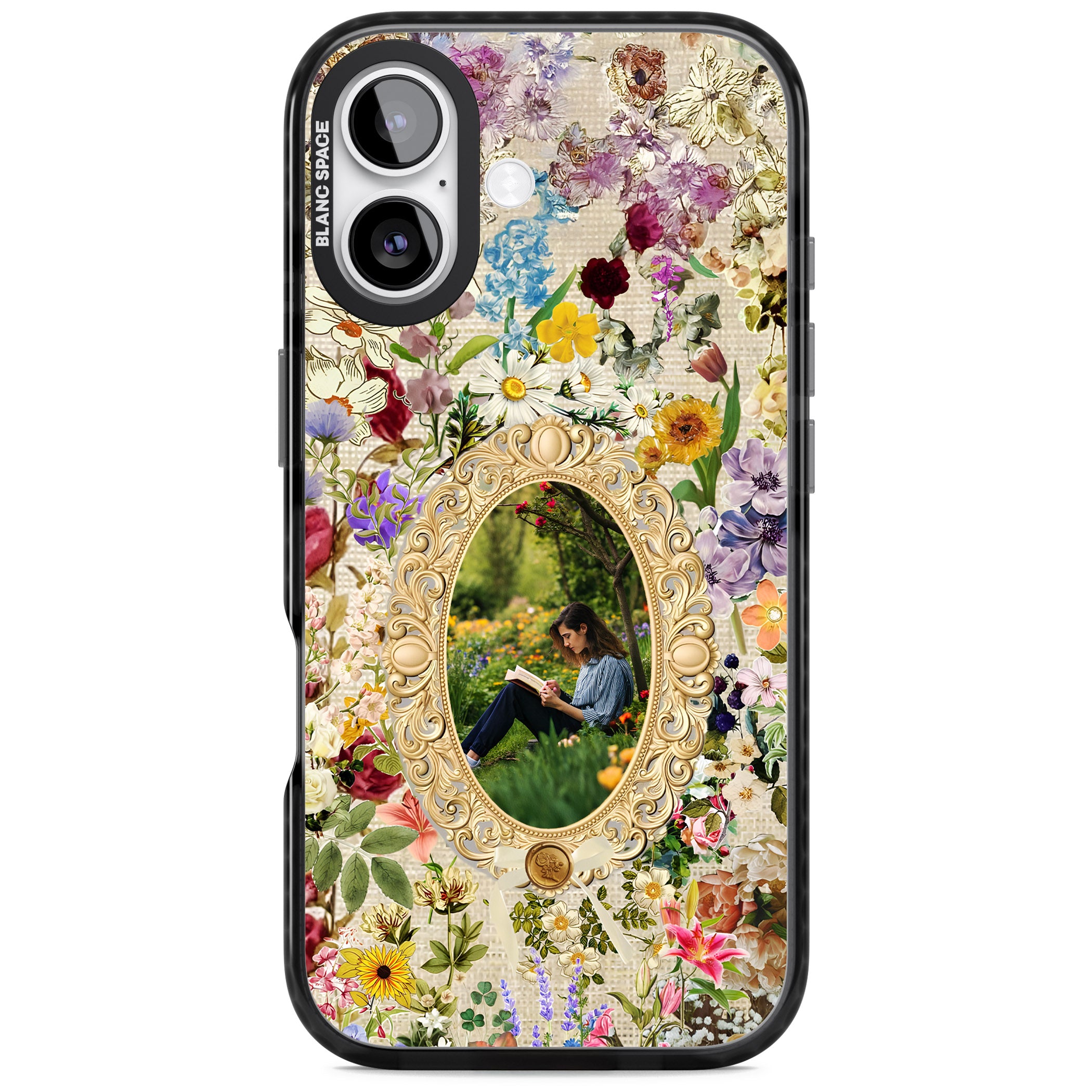 Personalised Vintage Wildflower Frame iPhone 17 Impact Black Phone Case