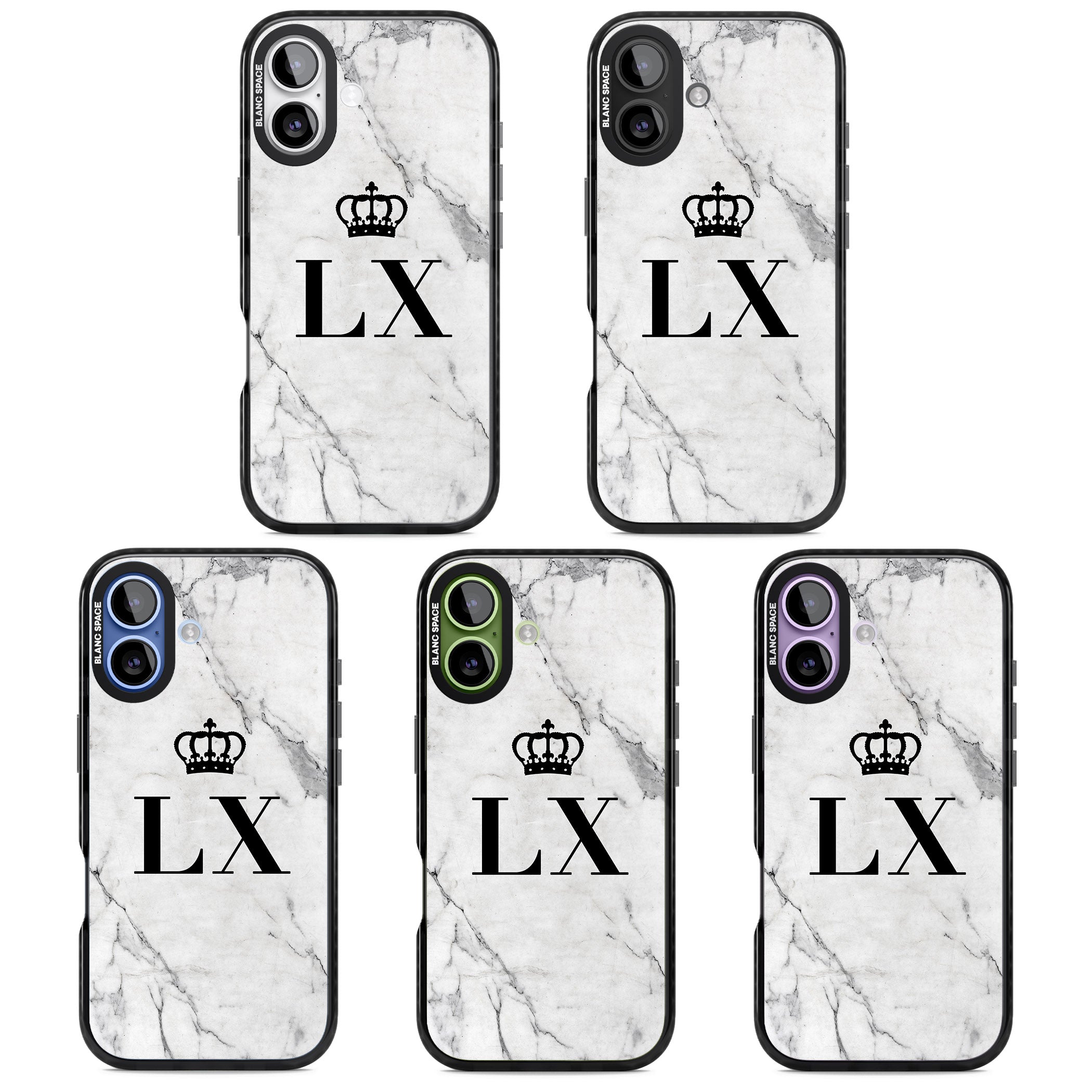 Personalised Initial Crown Marble iPhone 17 Impact Black Phone Case APT Impact Protection