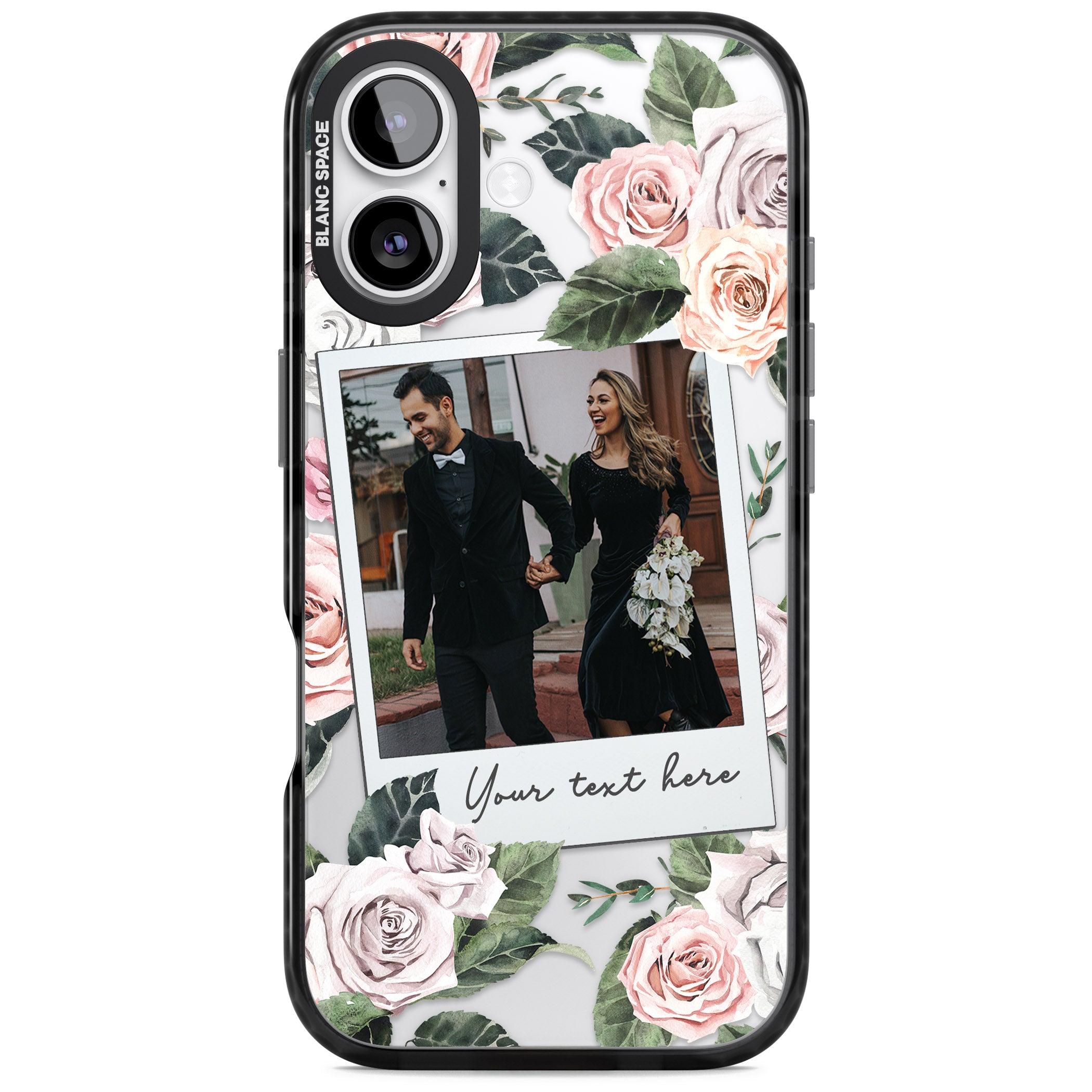 Personalised Floral Instant Camera Photo iPhone 17 Impact Black Phone Case