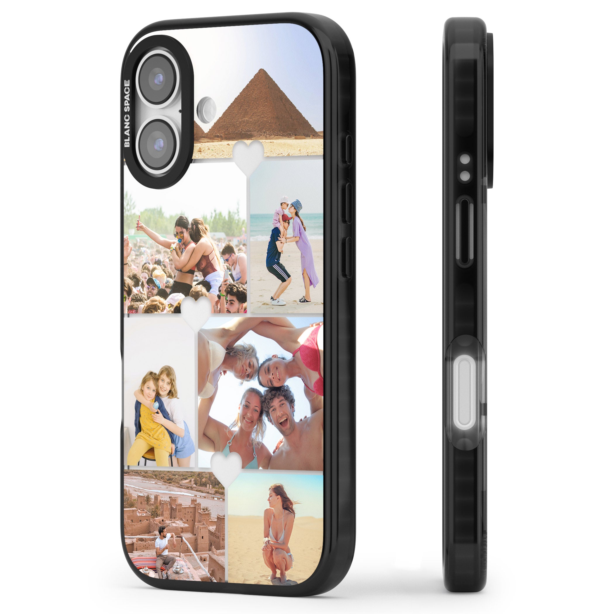 Personalised Heart Photo Grid iPhone 17 Impact Black Phone Case Side Profile