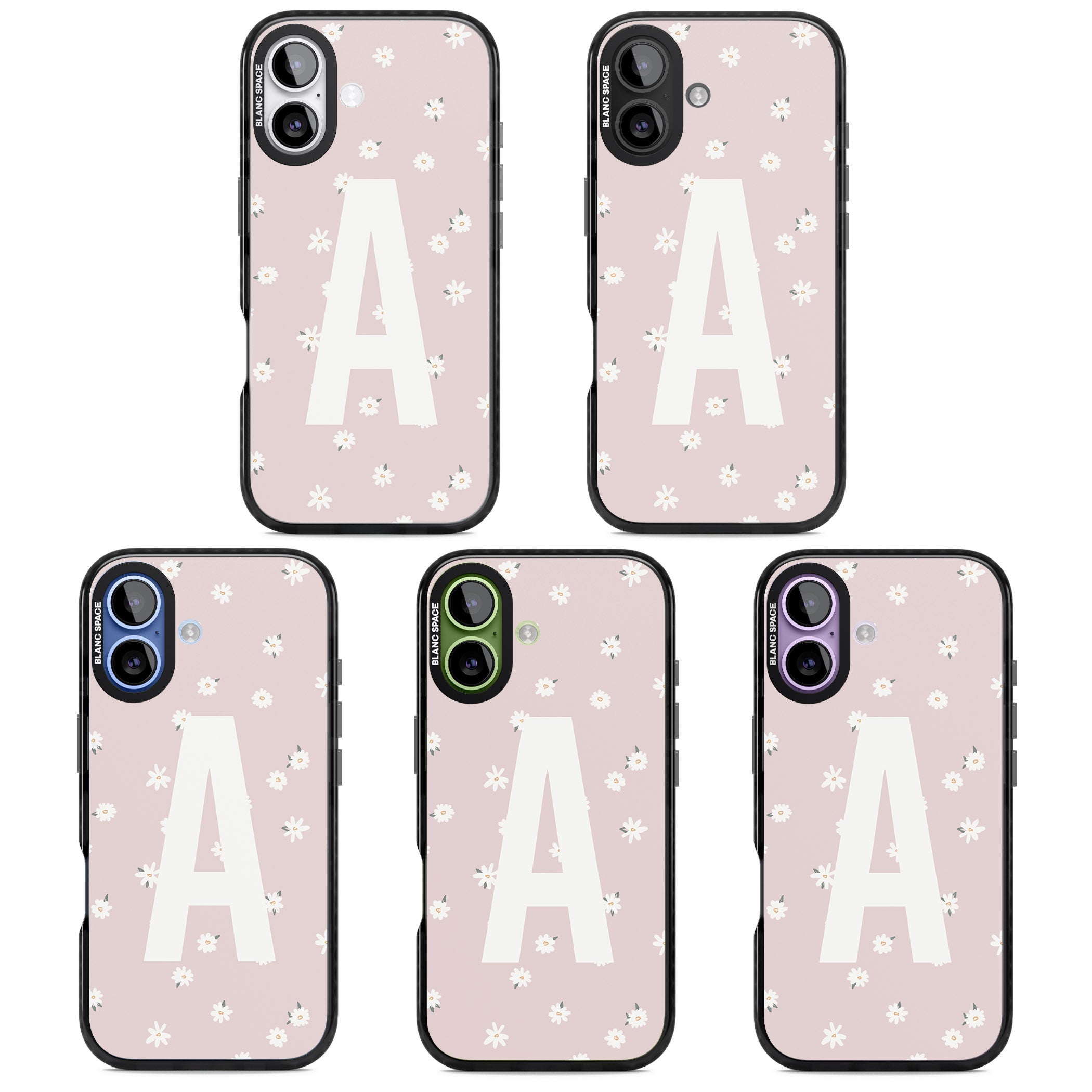 Personalised Pink Daisy Initial iPhone 17 Impact Black Phone Case APT Impact Protection