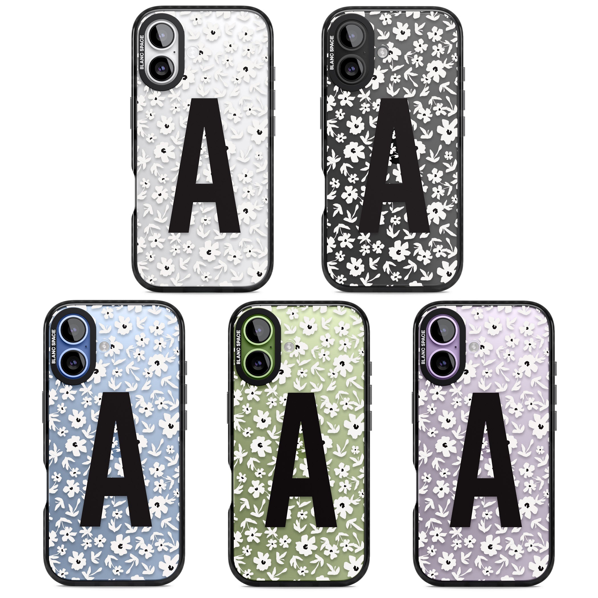 Personalised Bold Initial Floral iPhone 17 Impact Black Phone Case APT Impact Protection