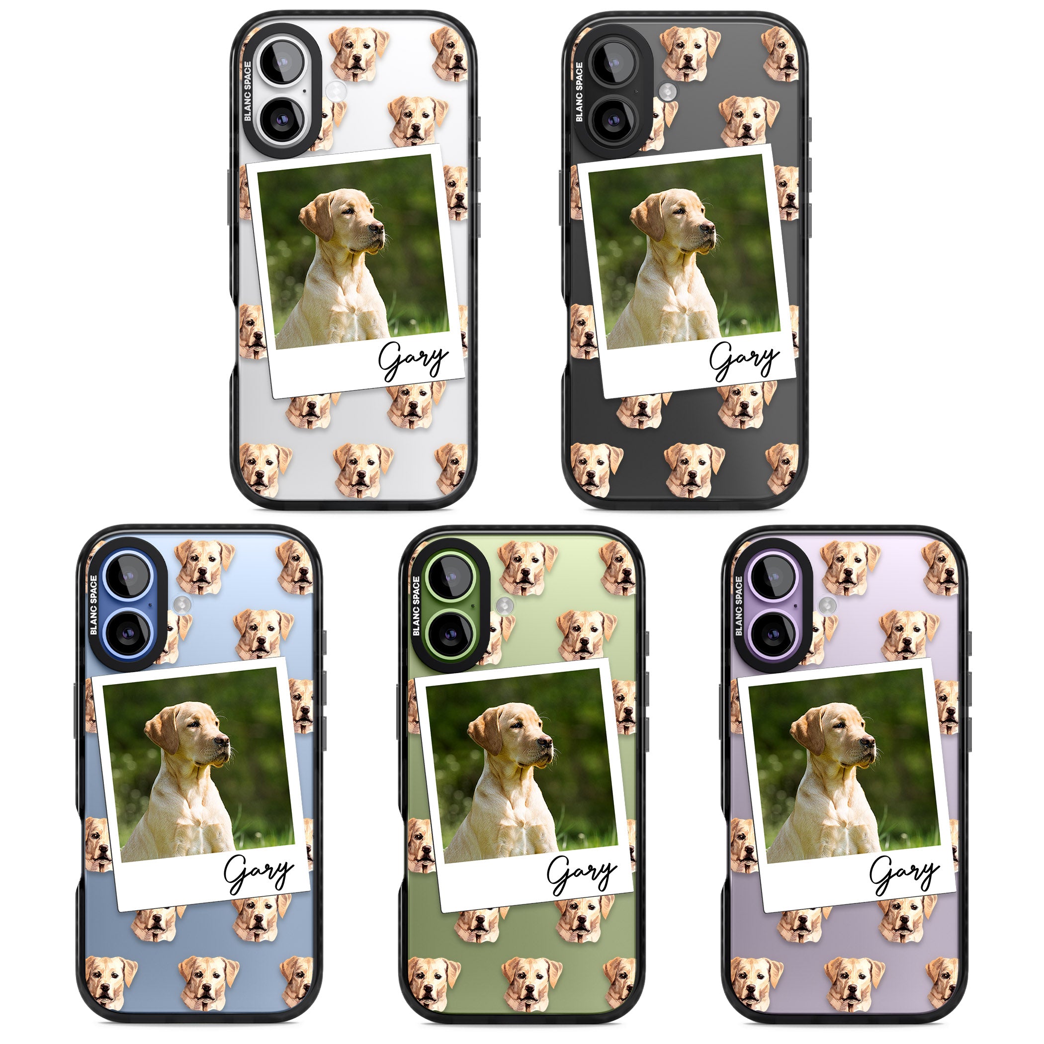 Personalised Tan Black Labrador Instant Camera Photo iPhone 17 Impact Black Phone Case APT Impact Protection