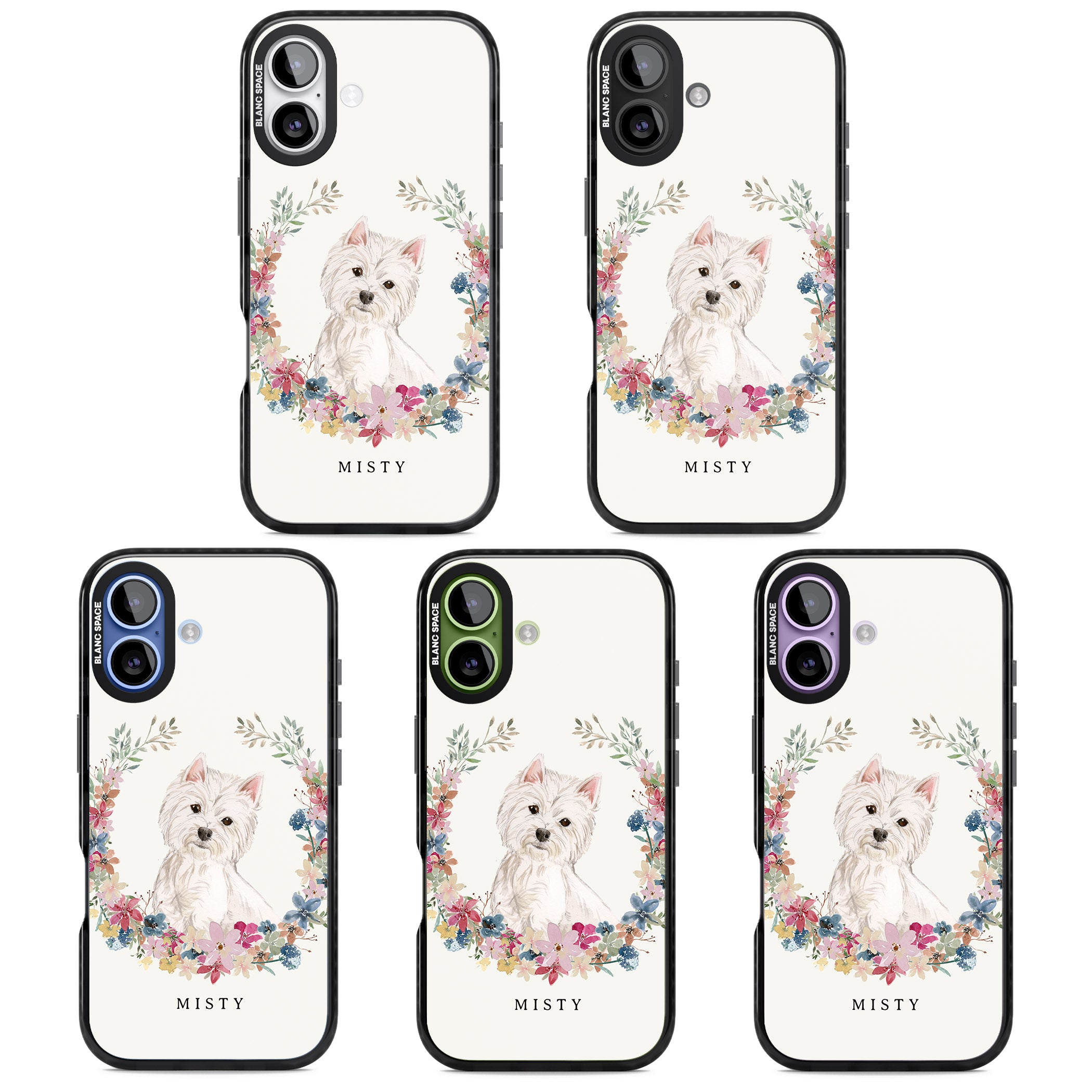 Personalised Westie Floral Portrait iPhone 17 Impact Black Phone Case APT Impact Protection