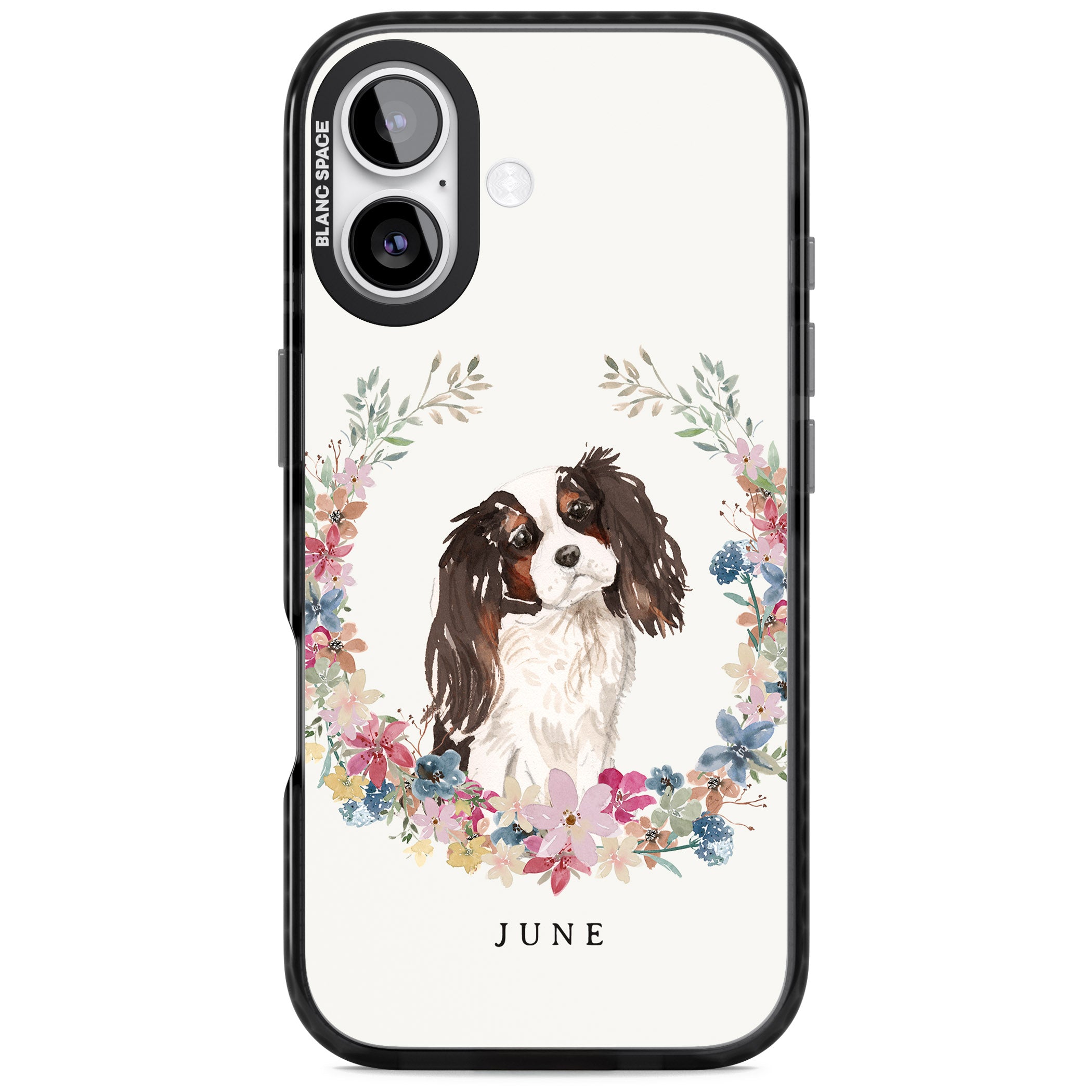 Personalised King Charles Floral Portrait iPhone 17 Impact Black Phone Case