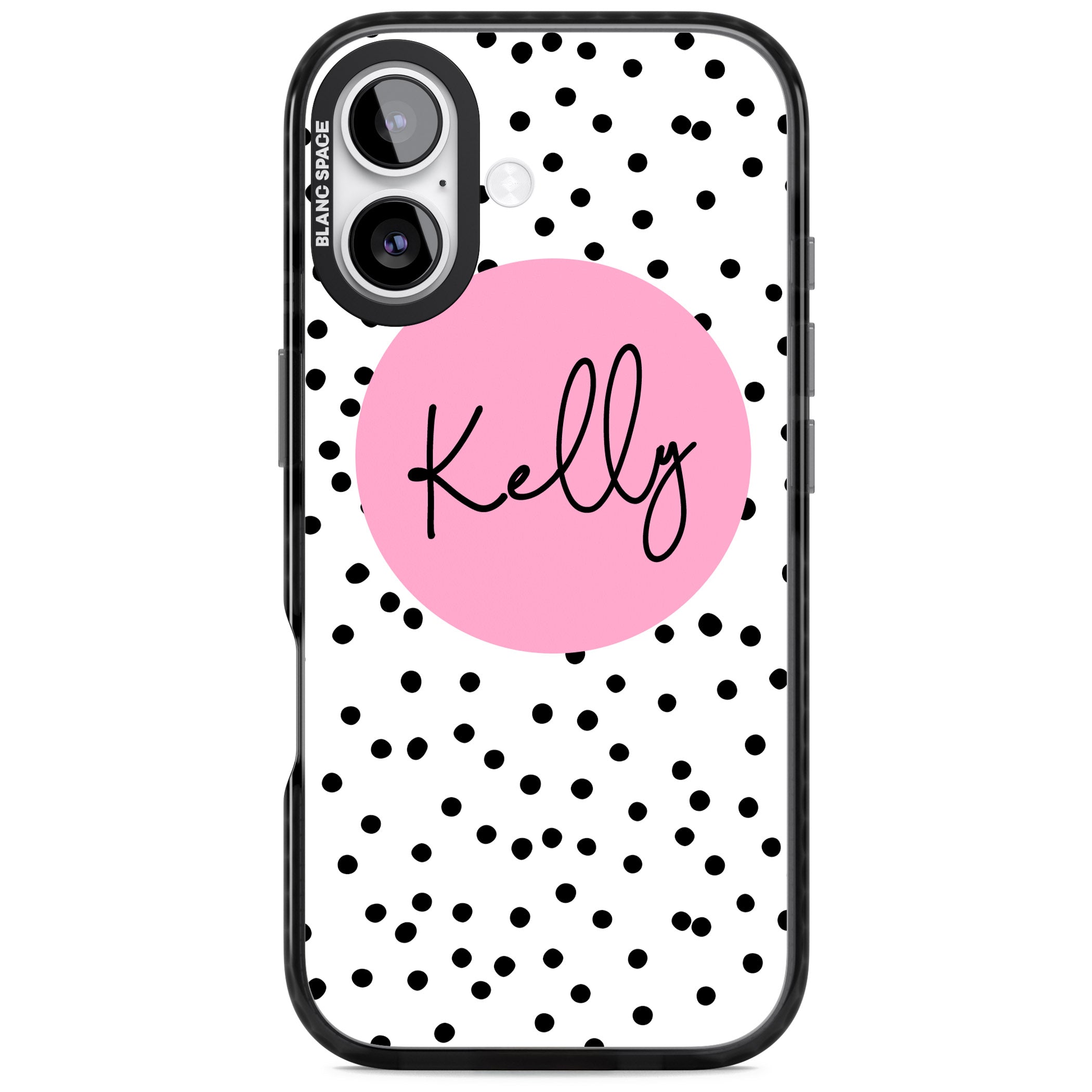 Personalised Pink Circle & Dots iPhone 17 Impact Black Phone Case