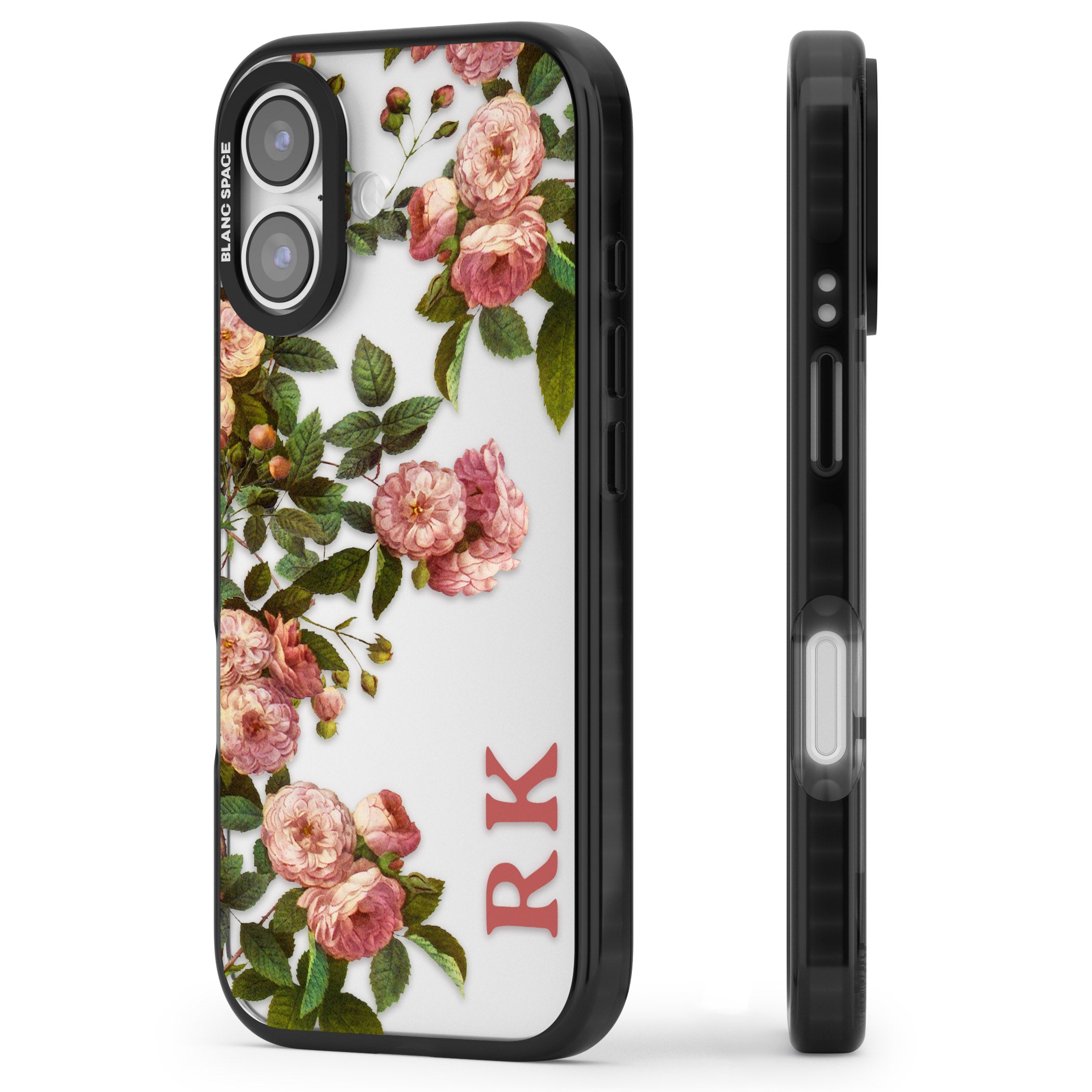 Personalised Vintage Floral Garden iPhone 17 Impact Black Phone Case Side Profile