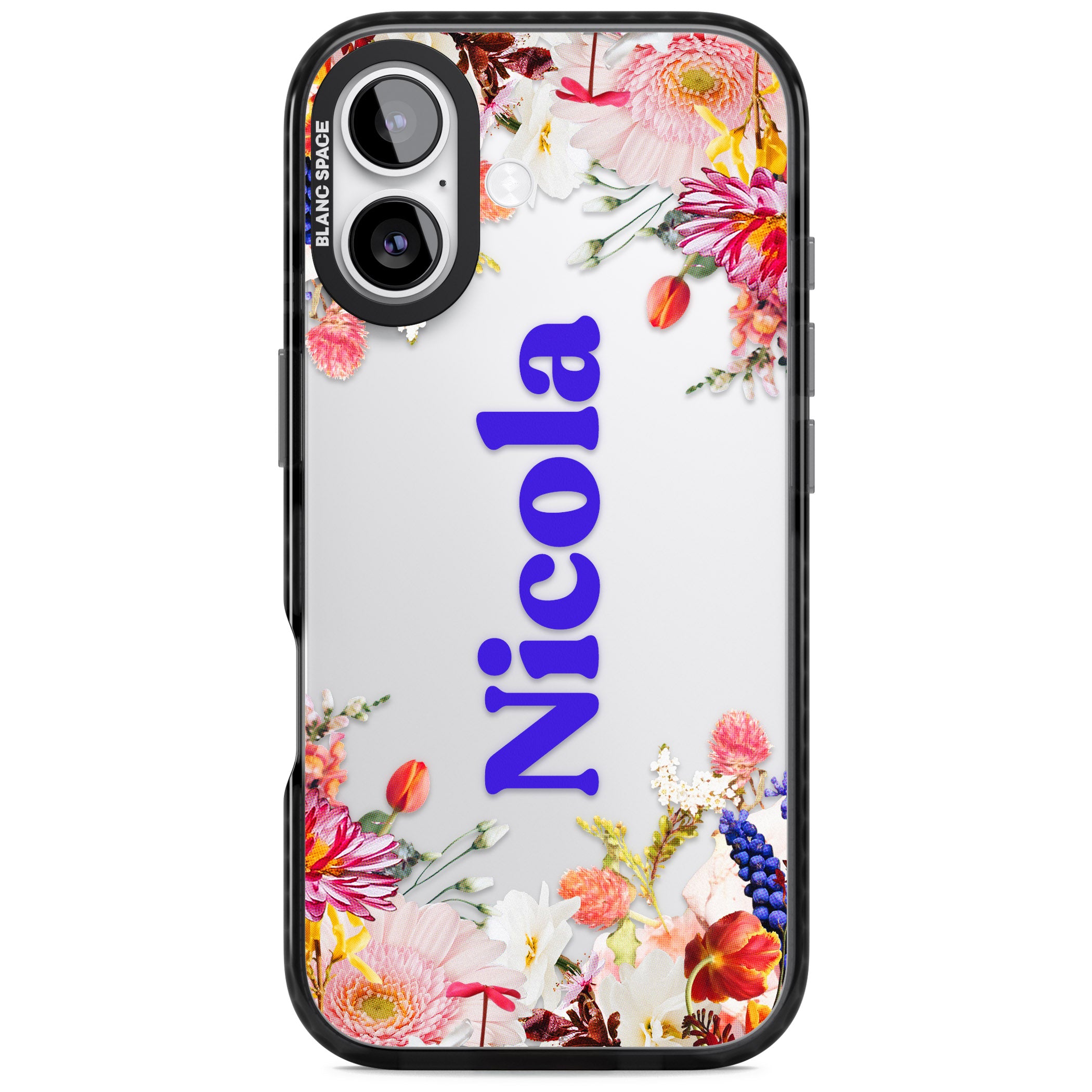 Personalised Floral Name iPhone 17 Impact Black Phone Case