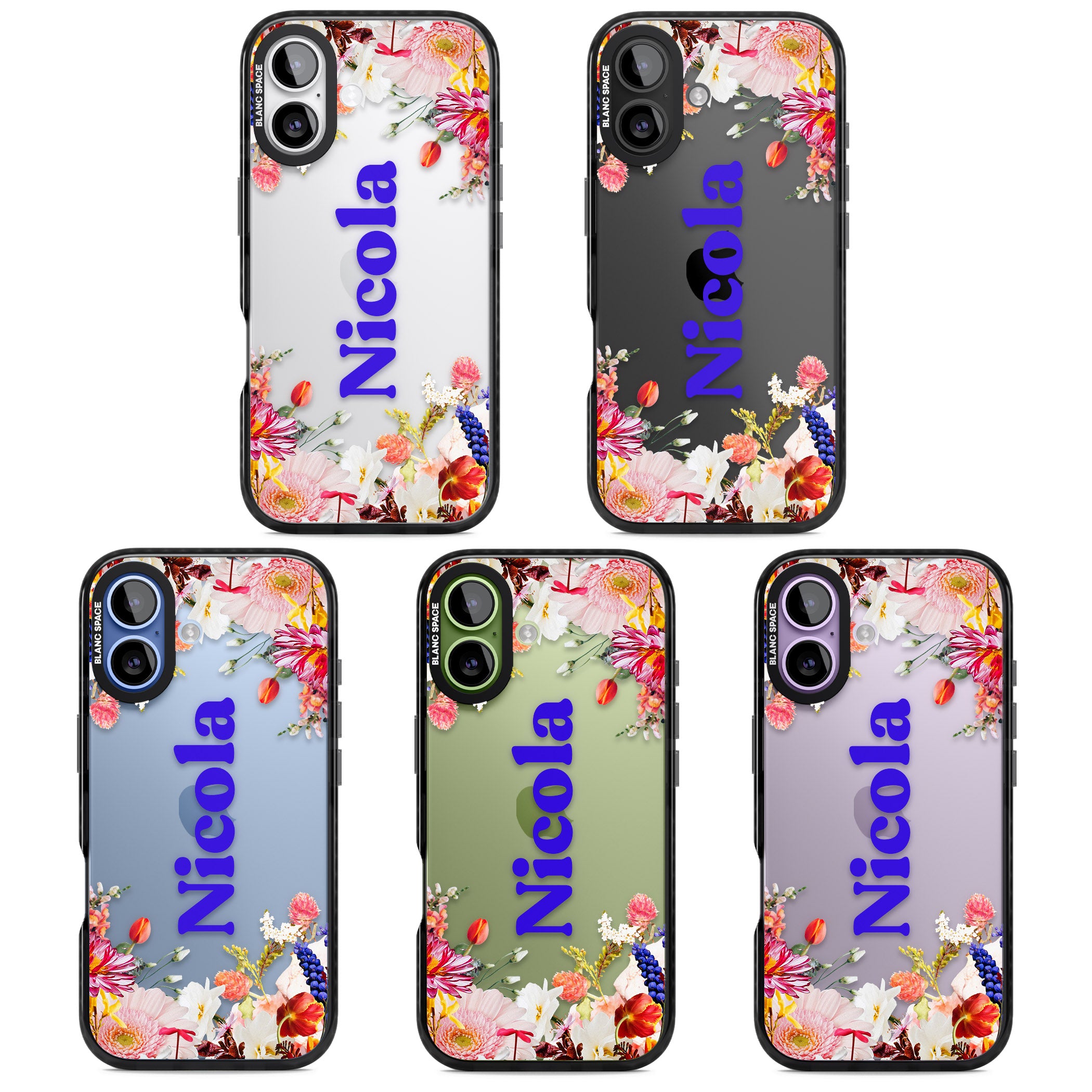 Personalised Floral Name iPhone 17 Impact Black Phone Case APT Impact Protection