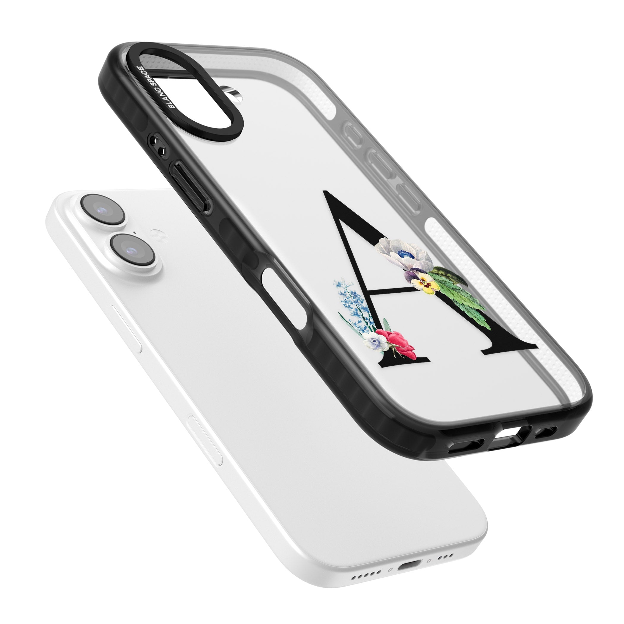 Personalised Floral Initial iPhone 17 Impact Black Phone Case Colours